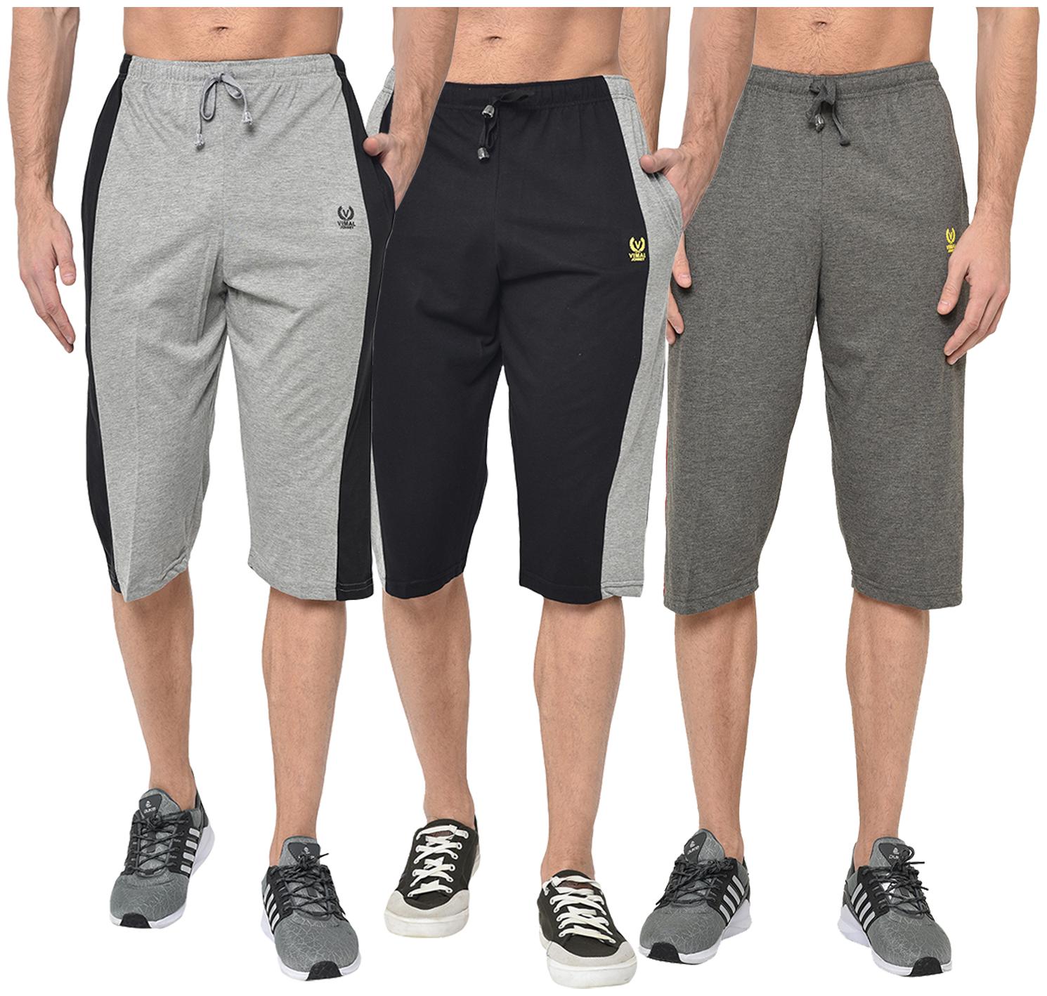 

VIMAL JONNEY Men Grey Black Regular Fit Regular Shorts