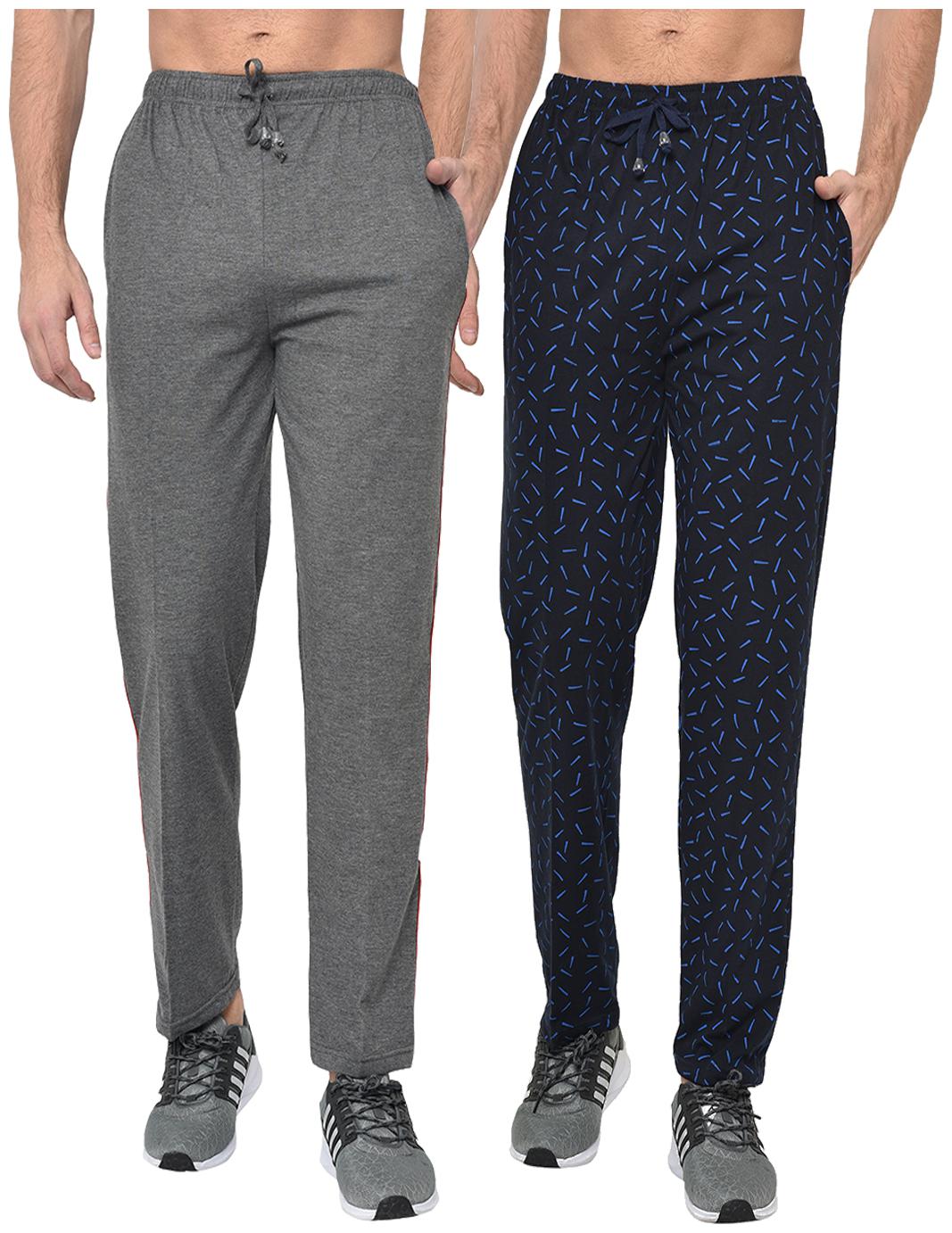 

VIMAL JONNEY Cotton Blend Printed Navy Blue Grey Track Pants For Men