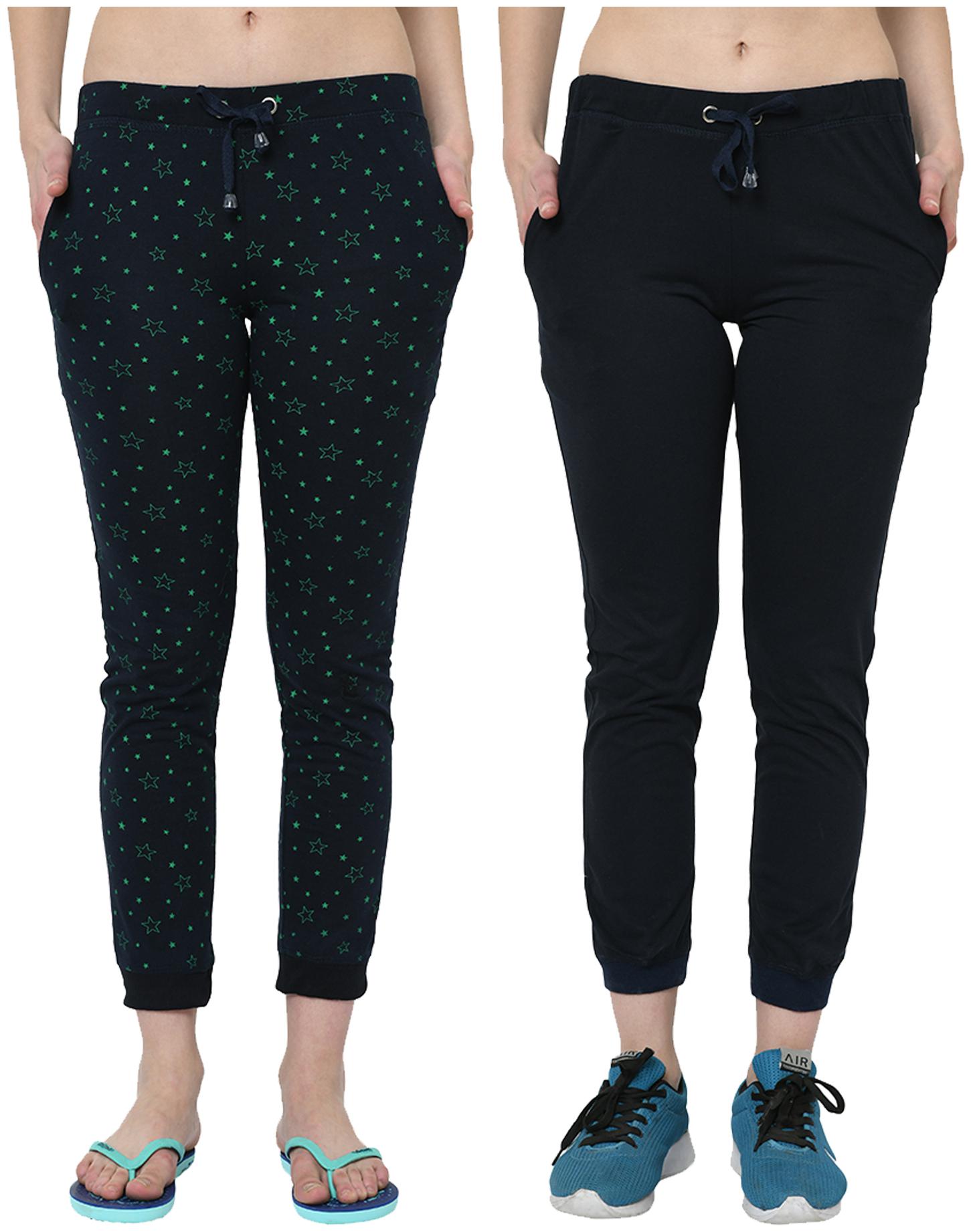 

VIMAL JONNEY Women Cotton Blend Printed Track Pants Navy