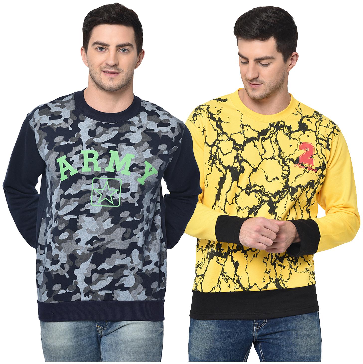 

VIMAL JONNEY Men Blue Yellow Round neck Sweatshirt