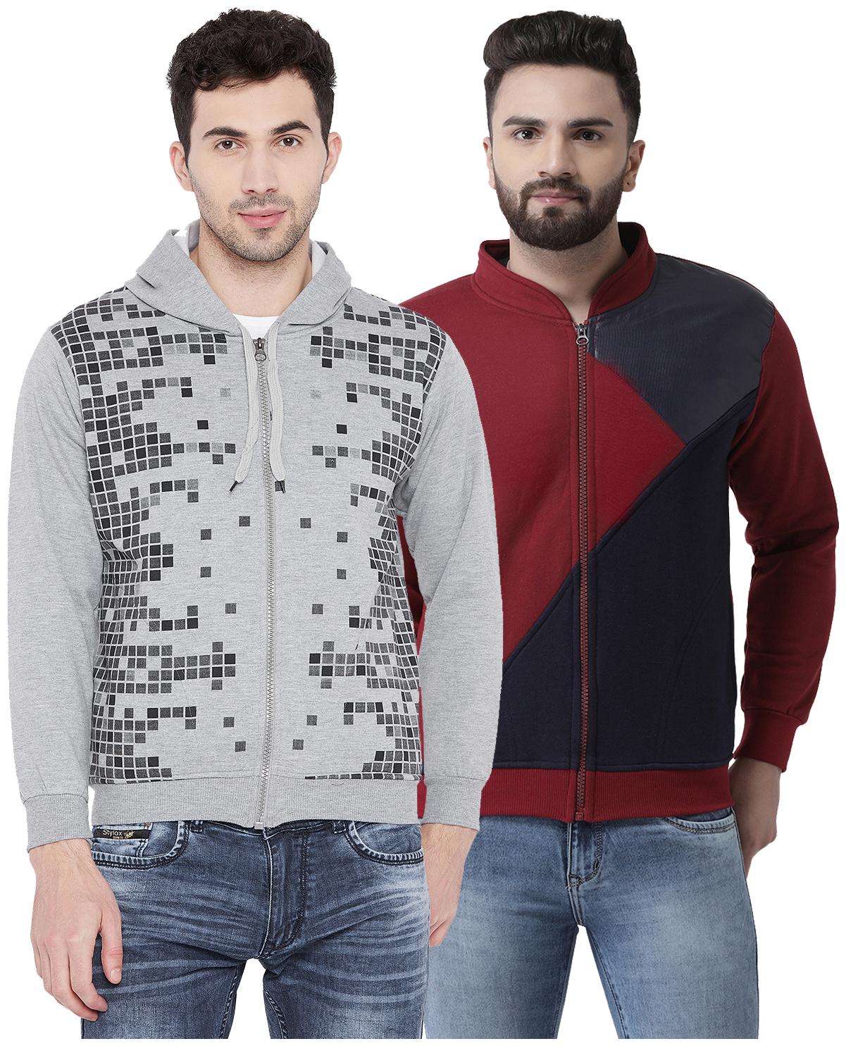 

VIMAL JONNEY Multicolor Cotton Sweatshirts For Men(Pack Of 2)