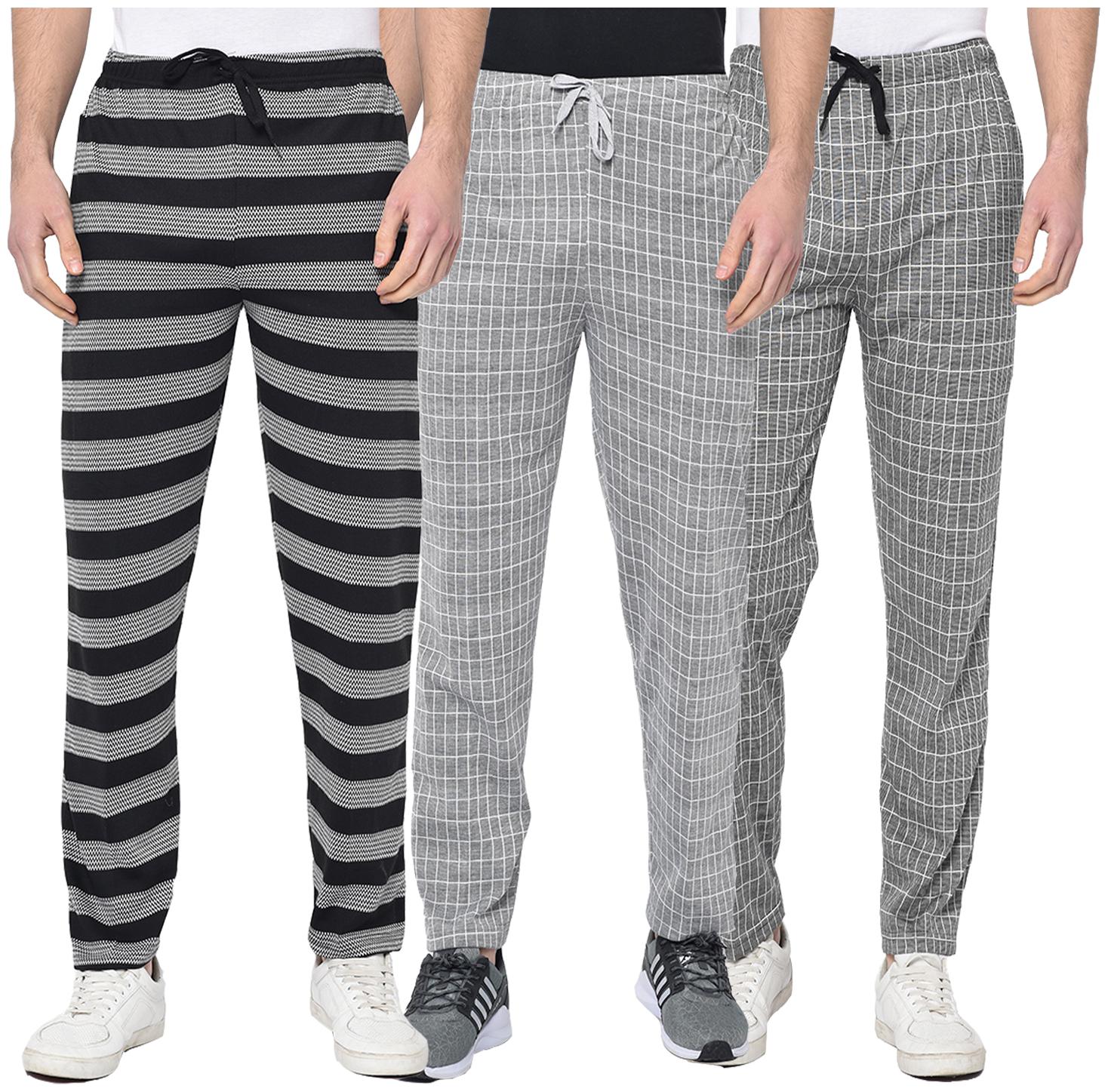 

VIMAL JONNEY Men Black Grey Striped Regular fit Track pants