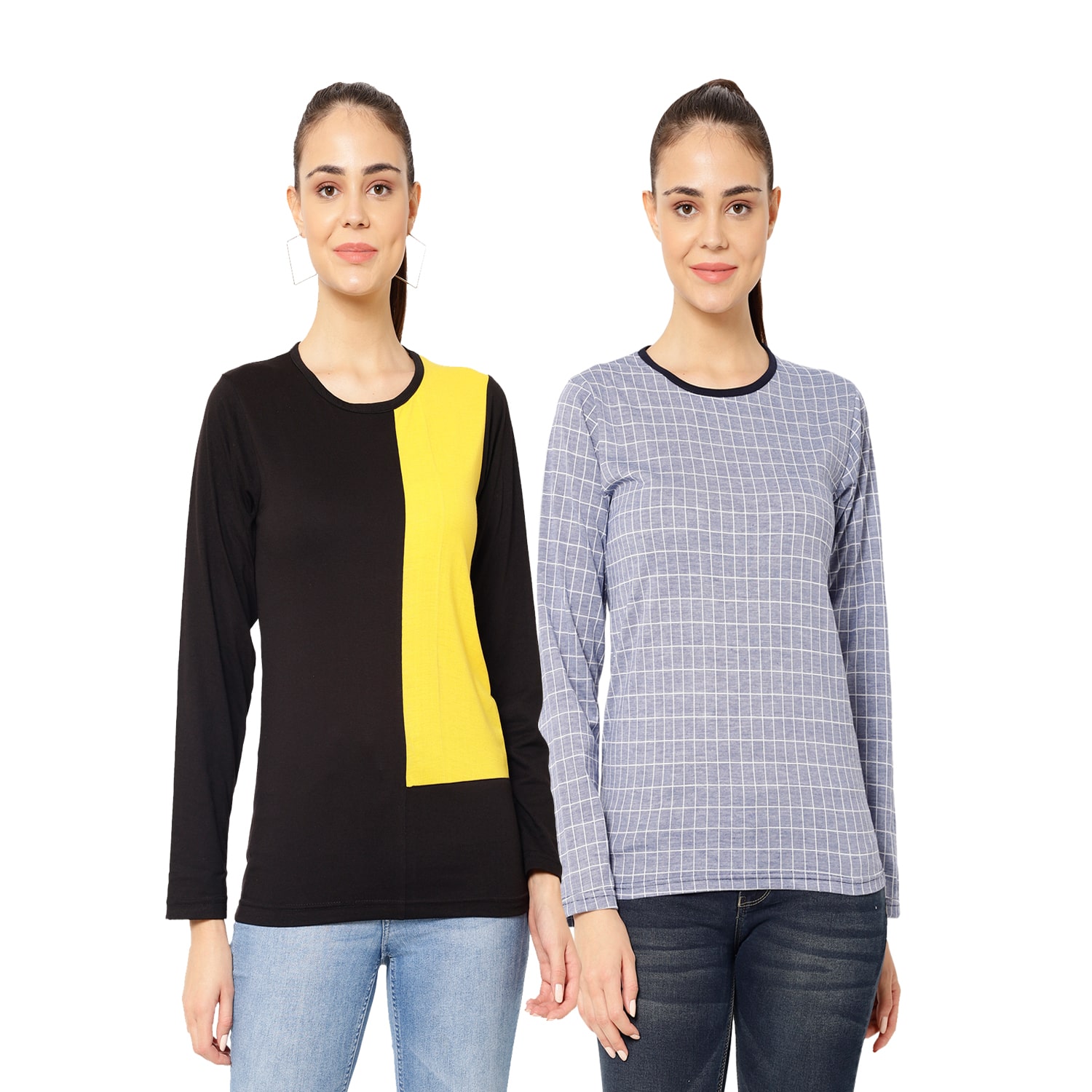 

VIMAL JONNEY Women Multi Regular fit Round neck Cotton T shirt