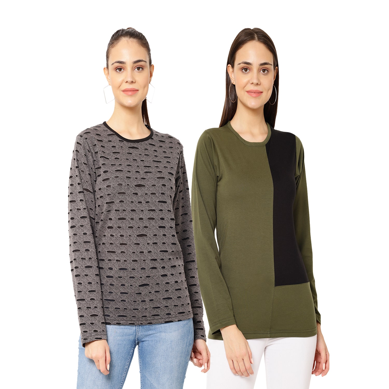 

VIMAL JONNEY Women Multi Regular fit Round neck Cotton T shirt
