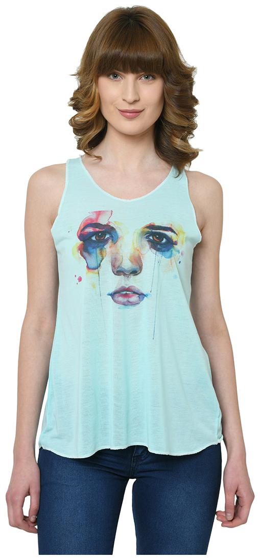 

VIMAL JONNEY Women Green Regular fit U neck Cotton Tank top