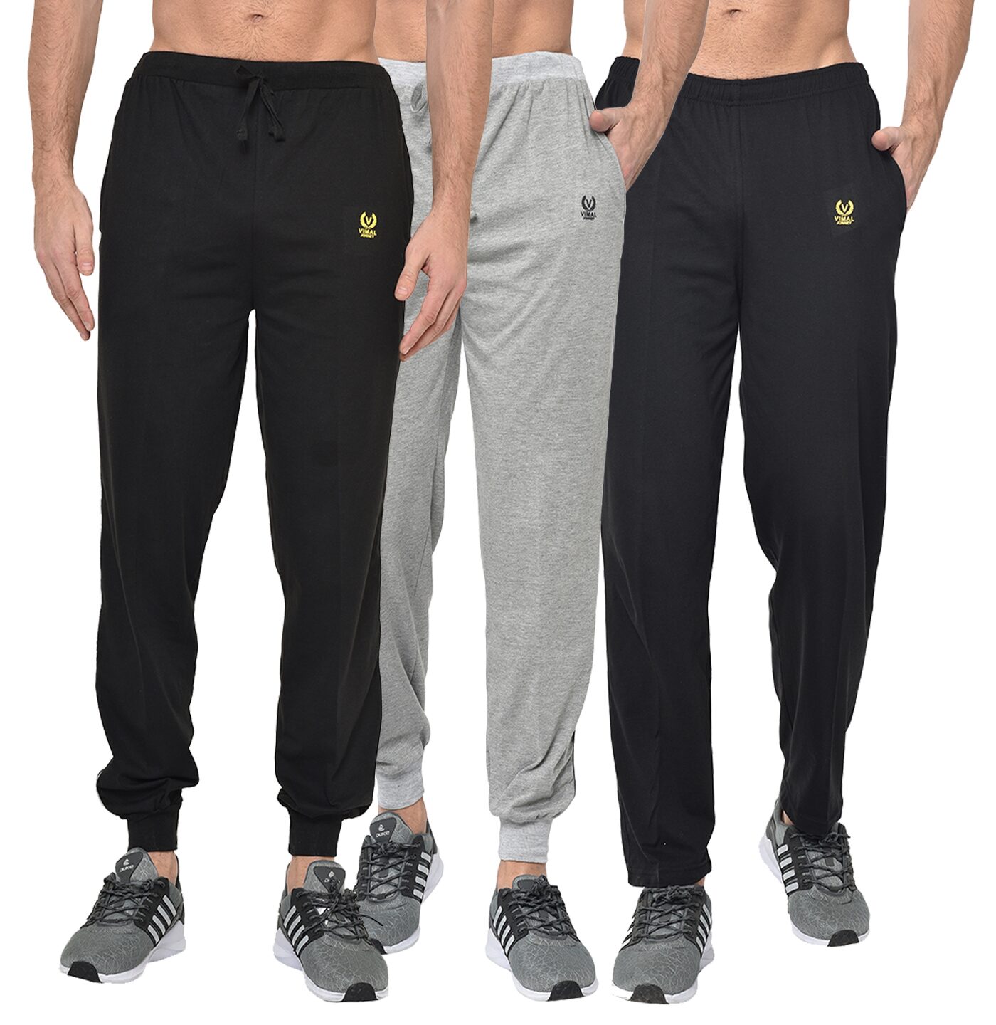 

VIMAL JONNEY Men Black Grey Solid Regular fit Joggers