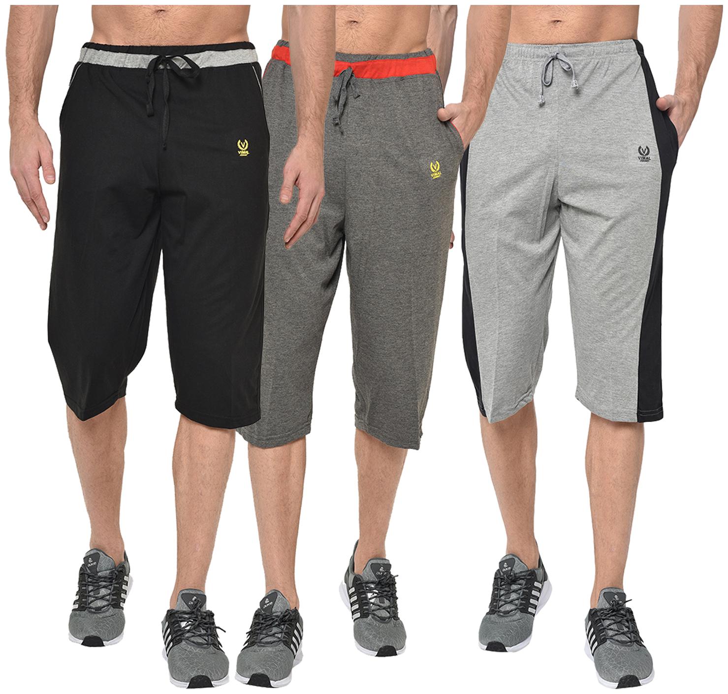 

VIMAL JONNEY Men Black Grey Regular Fit Regular Shorts