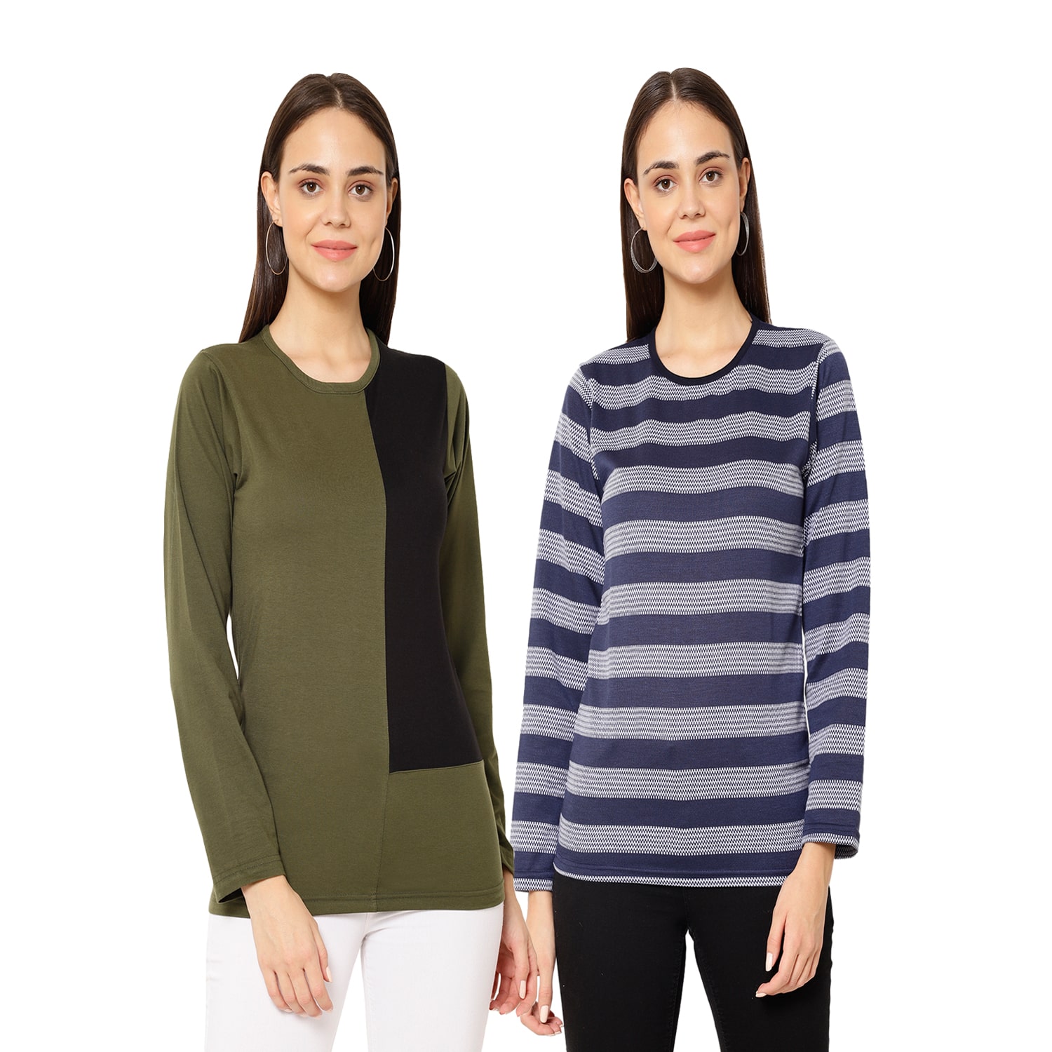 

VIMAL JONNEY Women Multi Regular fit Round neck Cotton T shirt