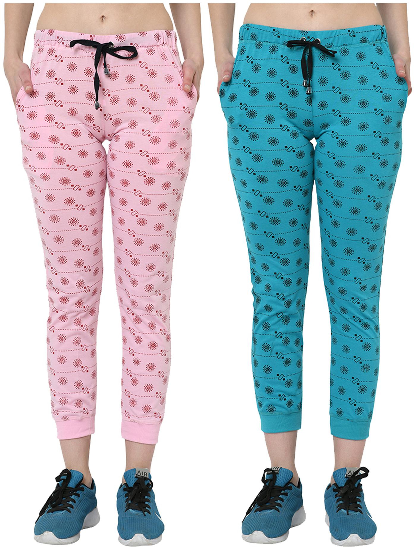 

VIMAL JONNEY Women Cotton Blend Printed Pink Blue Joggers