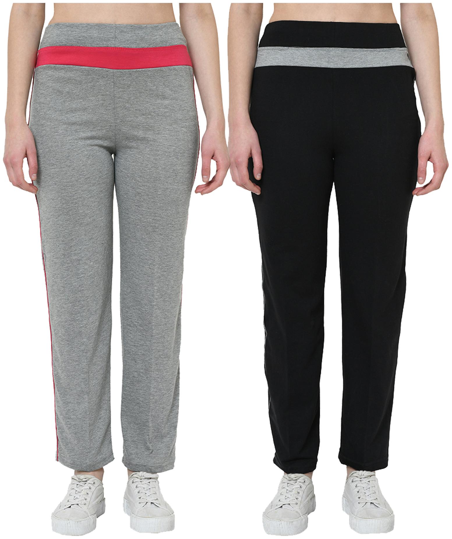 

VIMAL JONNEY Women Cotton Blend Solid Grey Black Track Pants