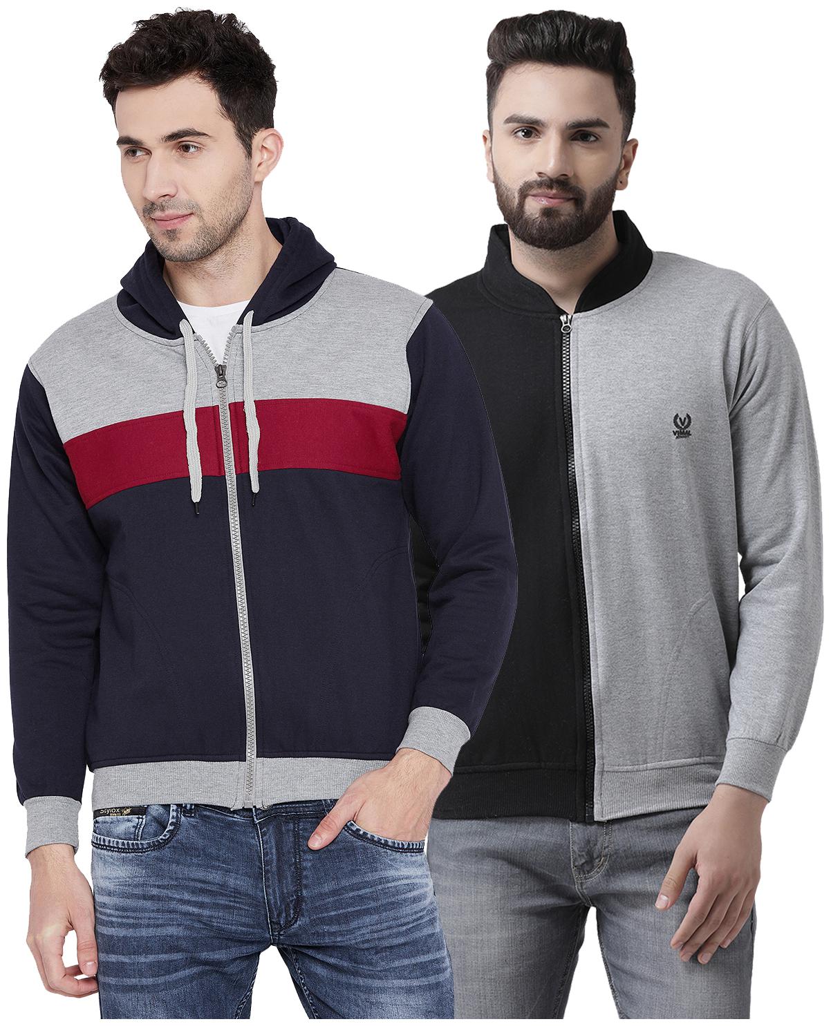 

VIMAL JONNEY Multicolor Cotton Sweatshirts For Men(Pack Of 2)