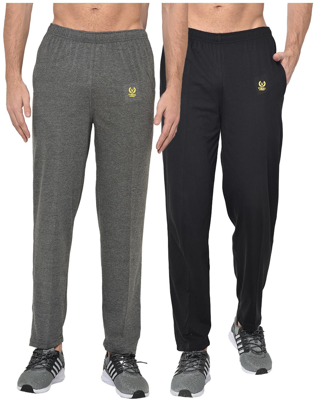 

VIMAL JONNEY Men Black Grey Solid Regular fit Track pants