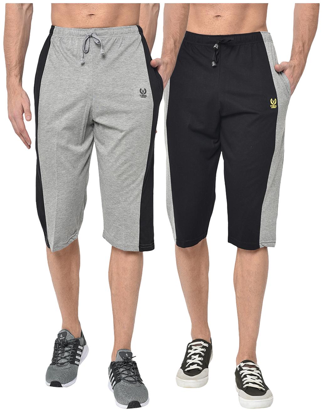 

VIMAL JONNEY Men Grey Black Regular Fit Regular Shorts