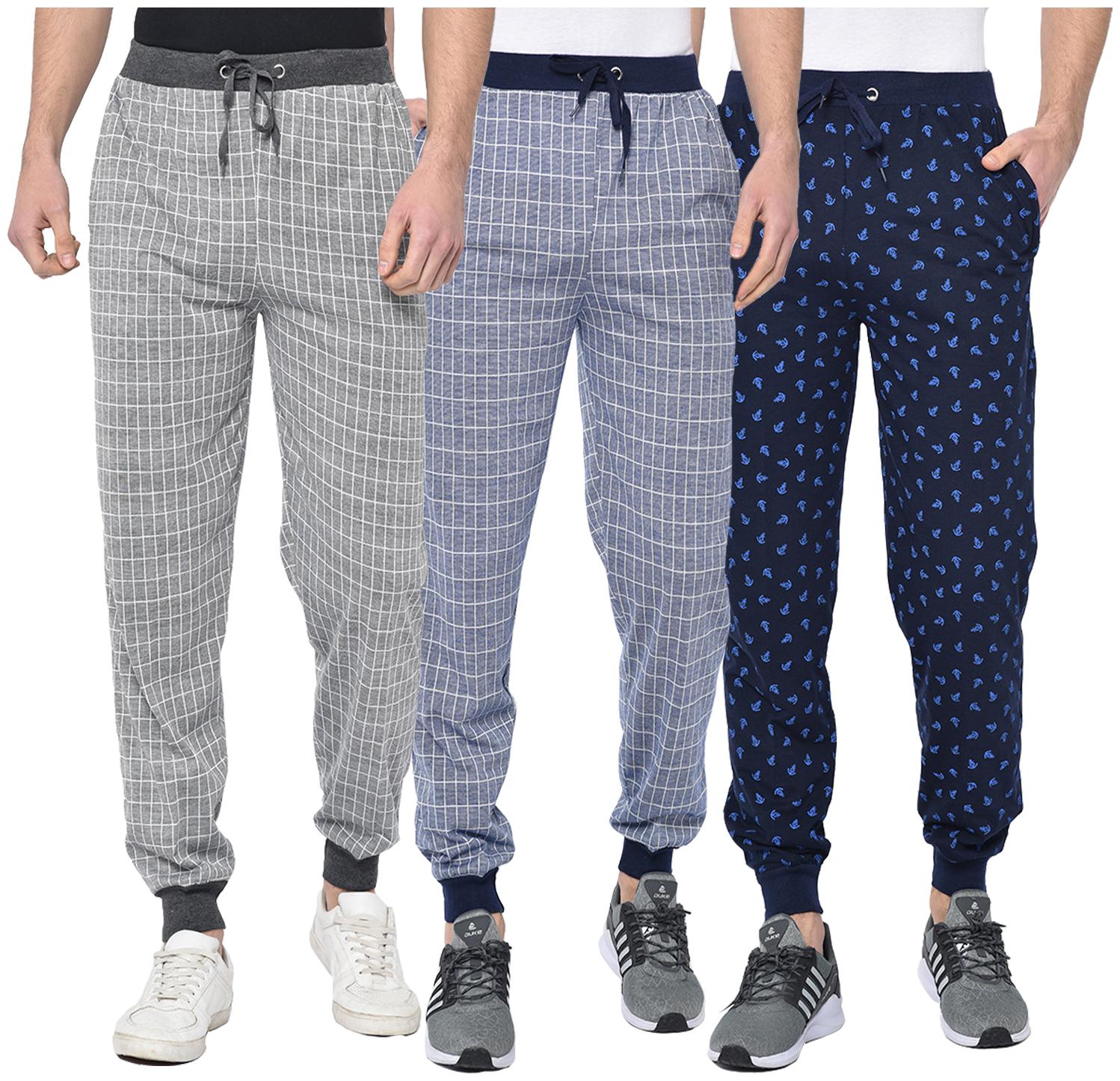 

VIMAL JONNEY Men Grey Blue Striped Regular fit Joggers