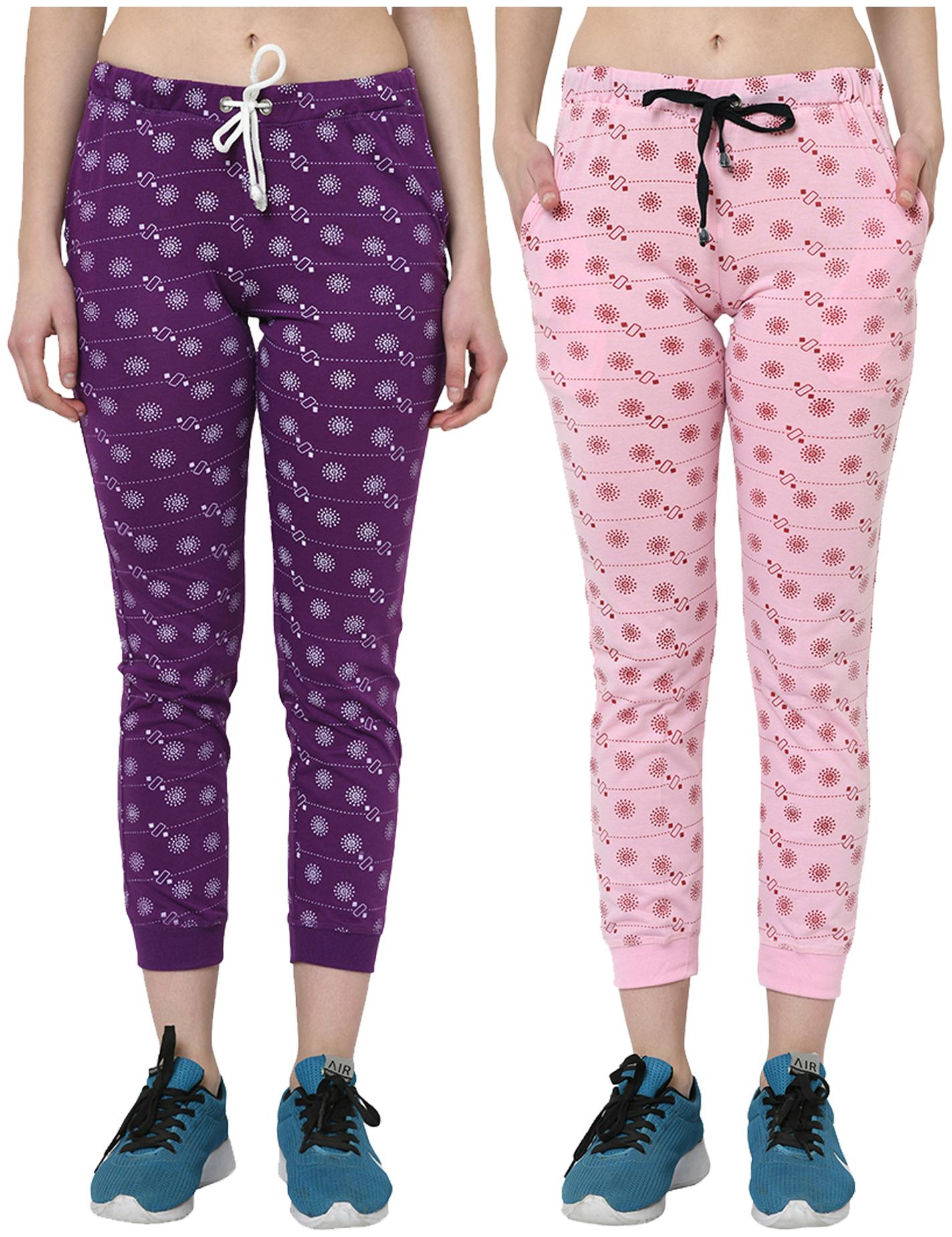 

VIMAL JONNEY Women Cotton Blend Printed Purple Pink Joggers