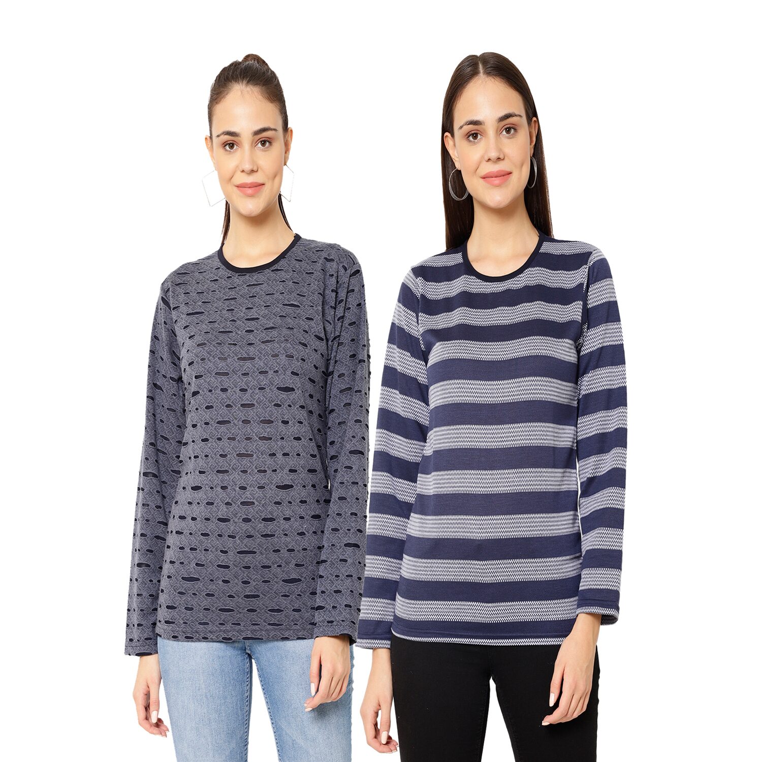 

VIMAL JONNEY Women Multi Regular fit Round neck Cotton T shirt