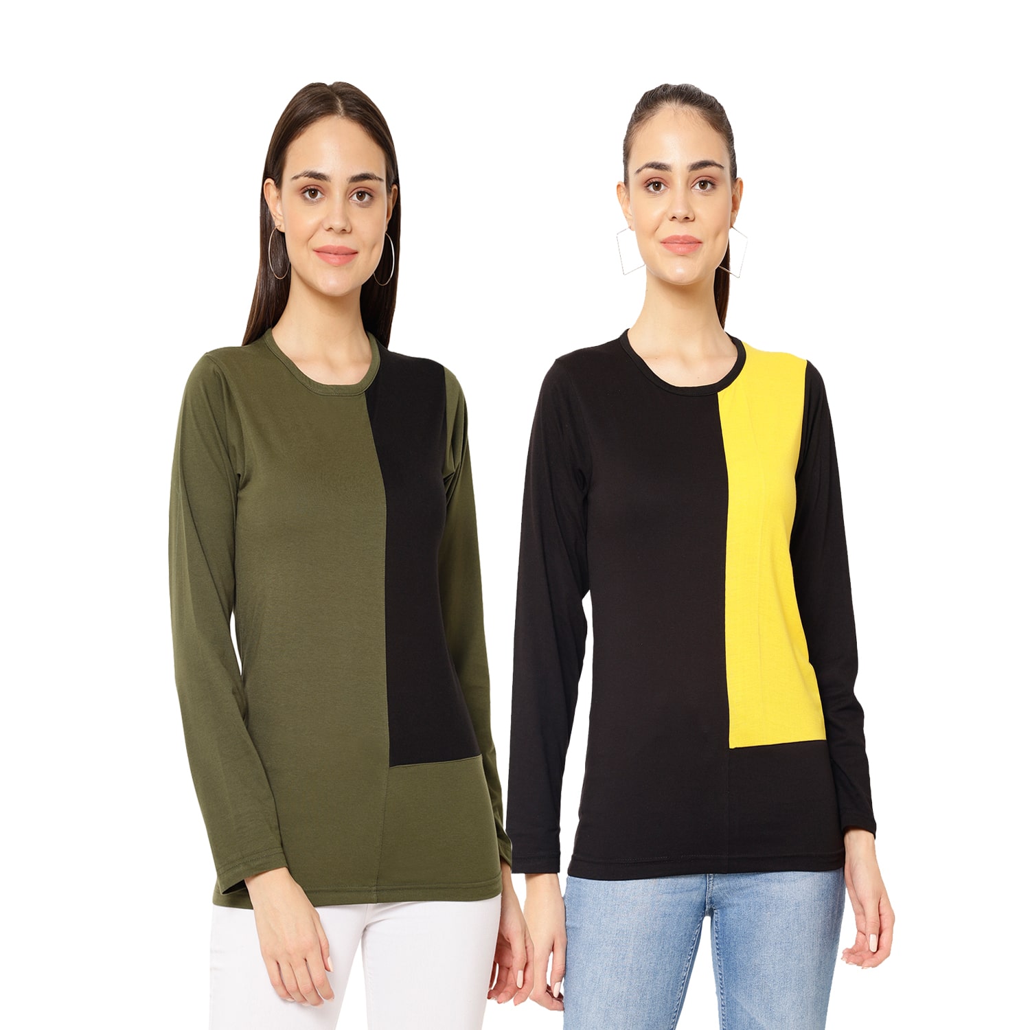 

VIMAL JONNEY Women Multi Regular fit Round neck Cotton T shirt