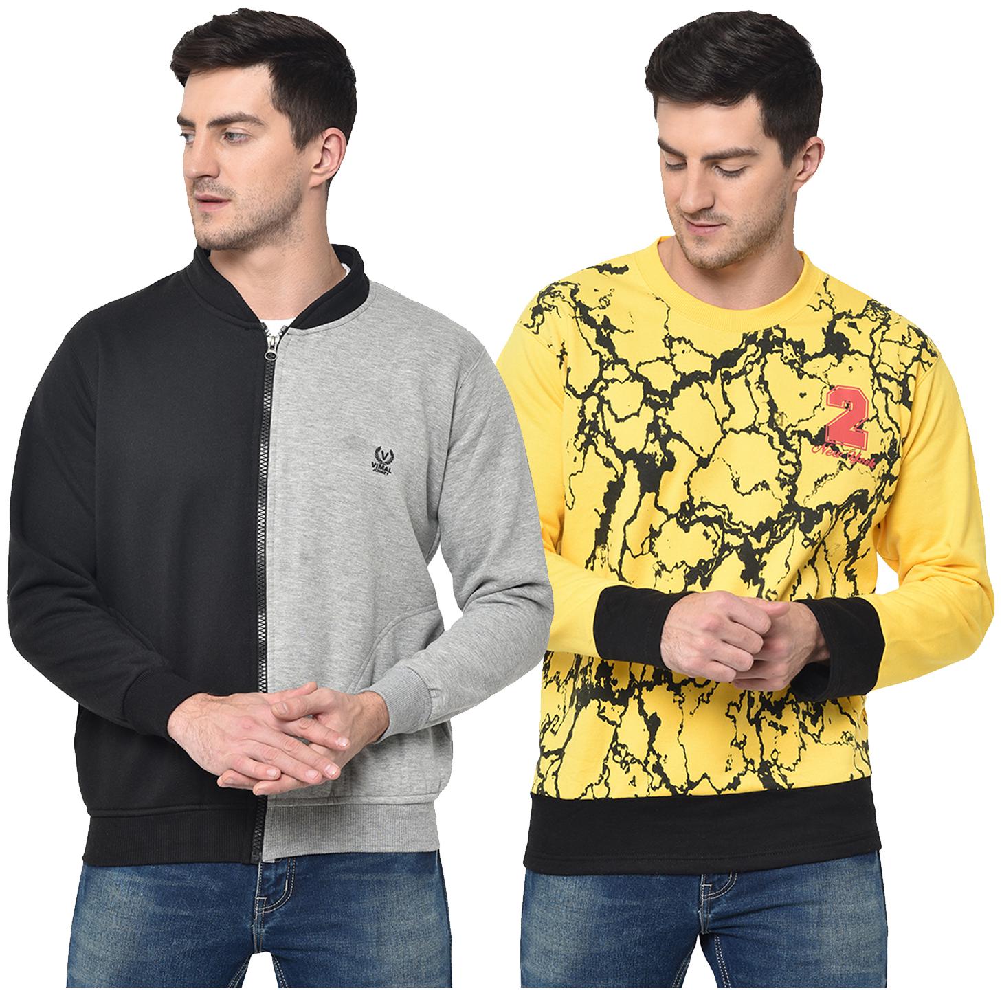 

VIMAL JONNEY Cotton Blend Colourblocked Multi Color Sweatshirt For Men (Pack Of 2)