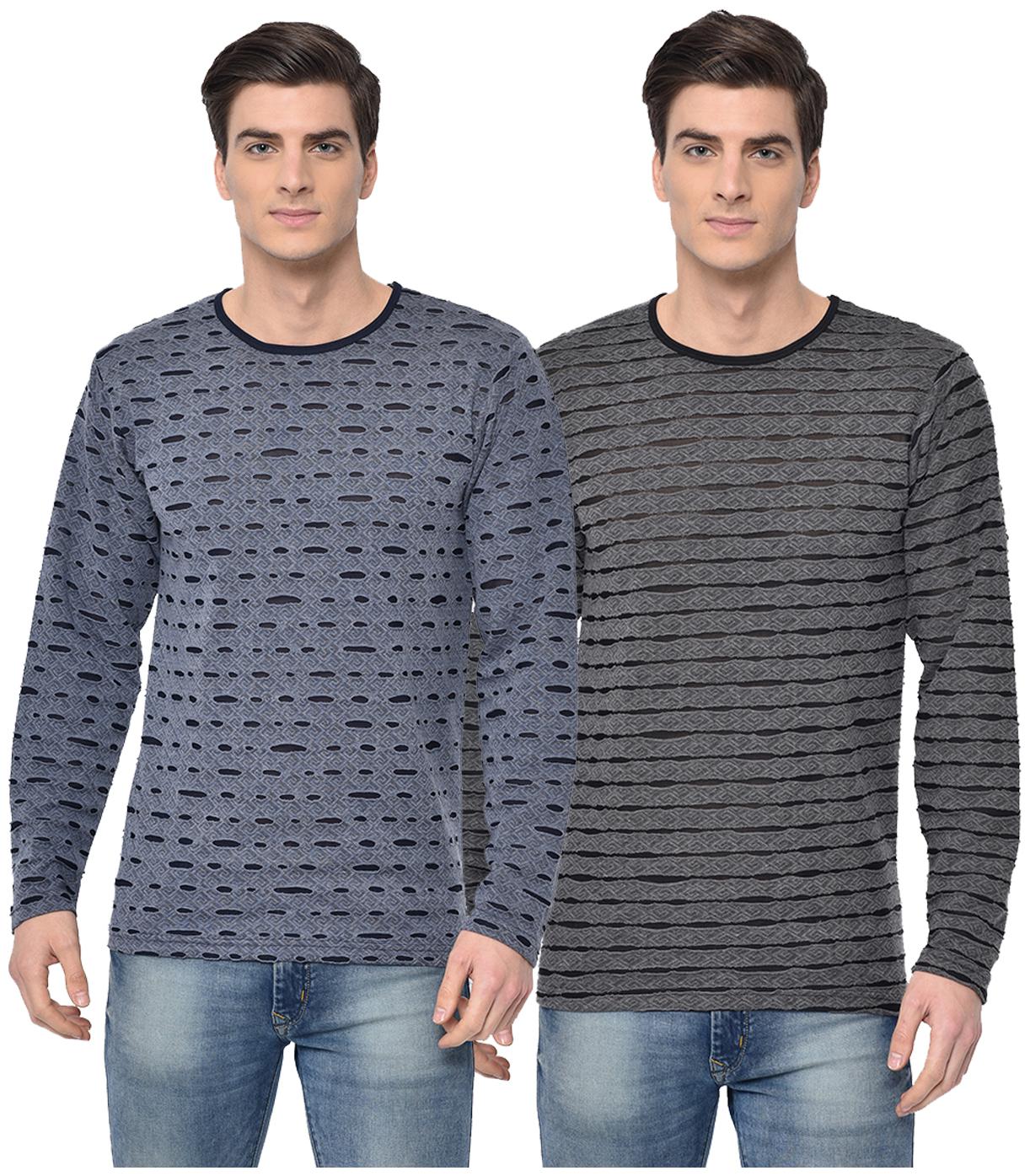 

VIMAL JONNEY Men Multi Regular fit Cotton Blend Round neck T-Shirt - Pack Of 2