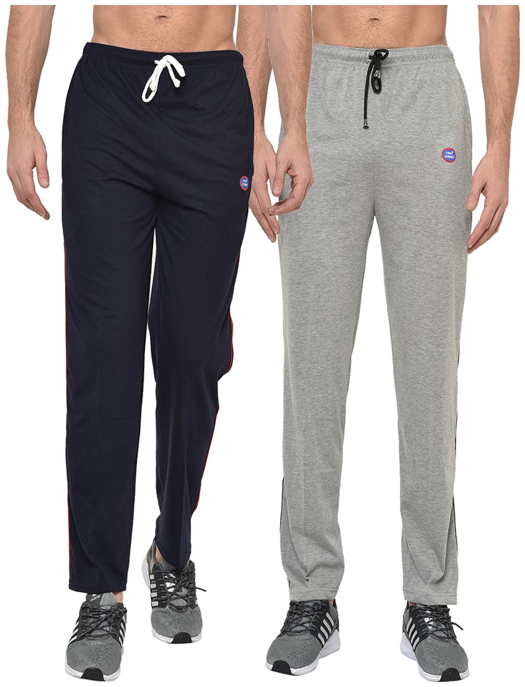 

VIMAL JONNEY Men Grey Navy blue Solid Regular fit Track pants