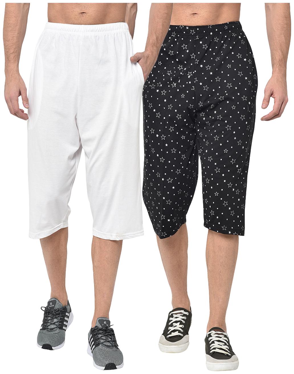

VIMAL JONNEY Men White Black Regular Fit Regular Shorts