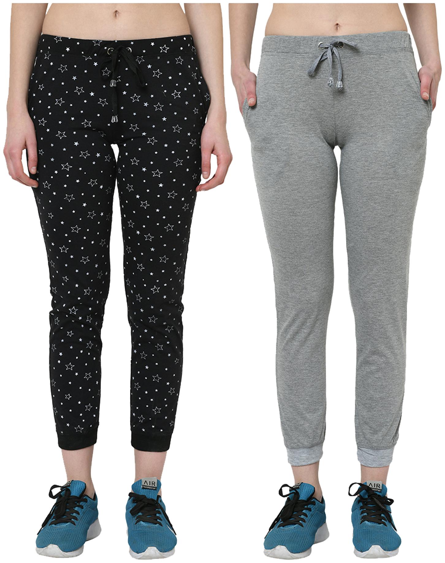 

VIMAL JONNEY Women Cotton Blend Printed Black Grey Joggers