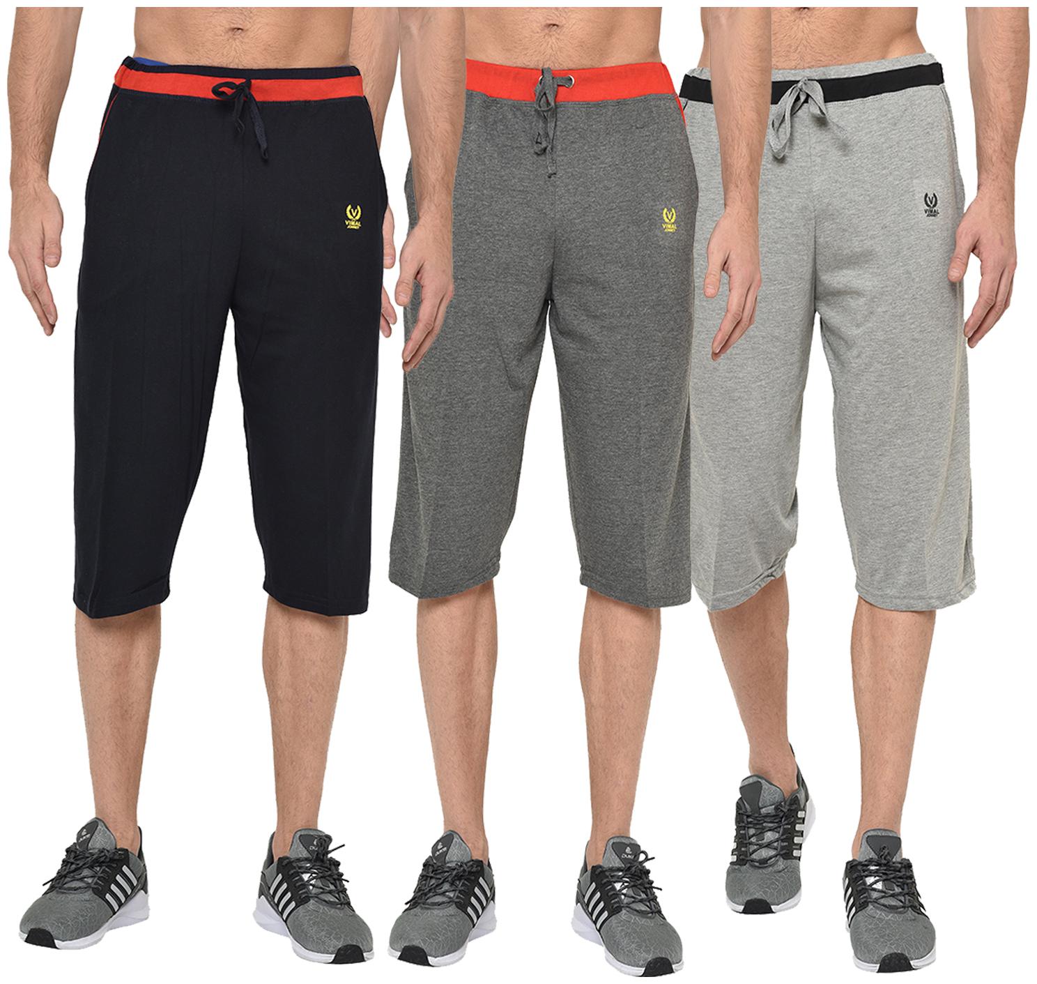 

VIMAL JONNEY Men Grey Blue Regular Fit Regular Shorts