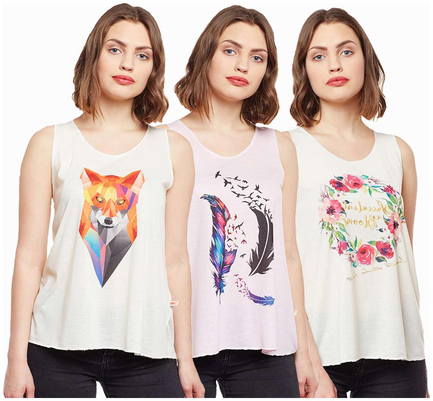 

Vimal Jonney Multicolor Cotton Tops Women(Pack Of 3)