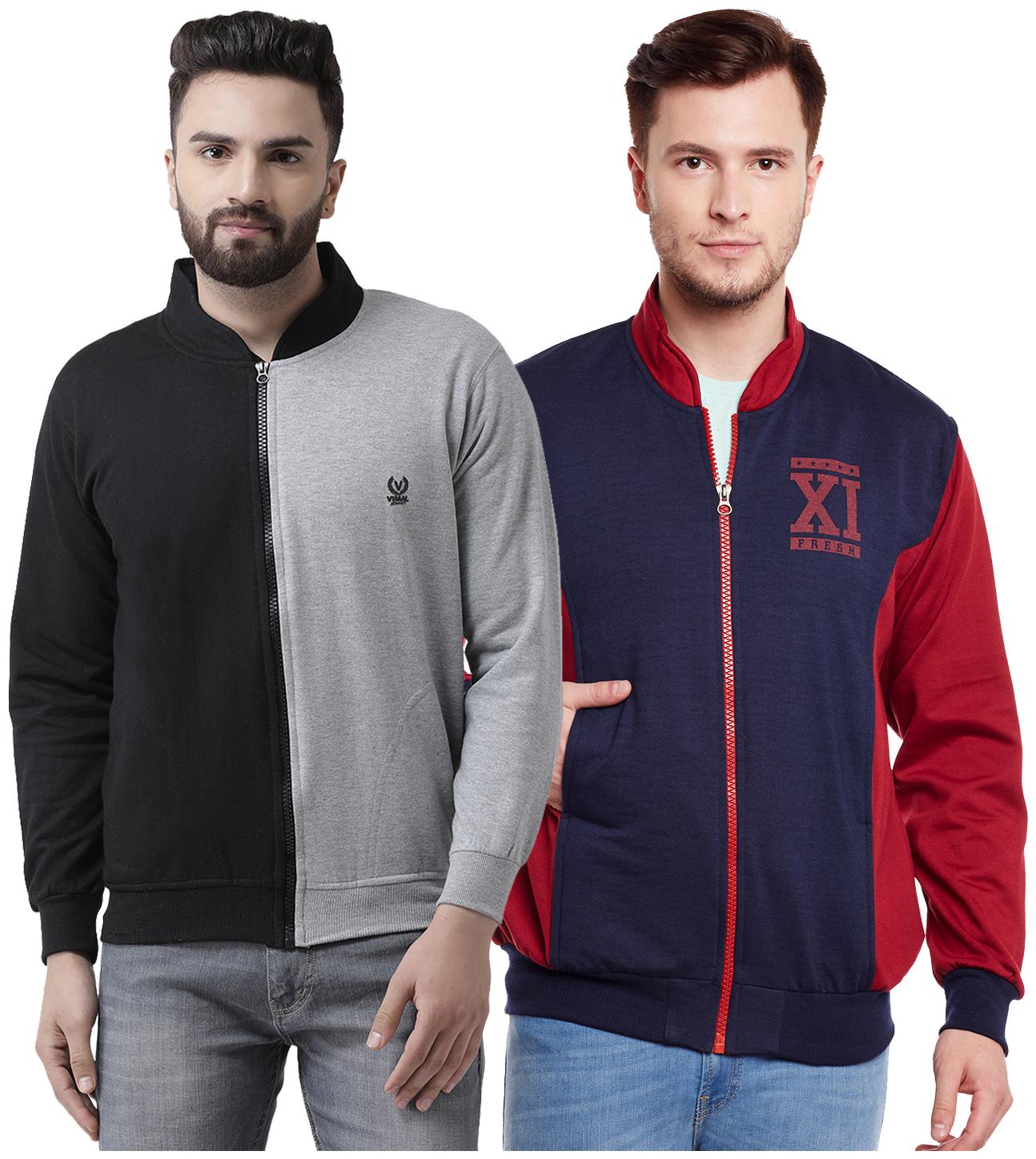 

VIMAL JONNEY Multicolor Cotton Sweatshirts For Men(Pack Of 2)