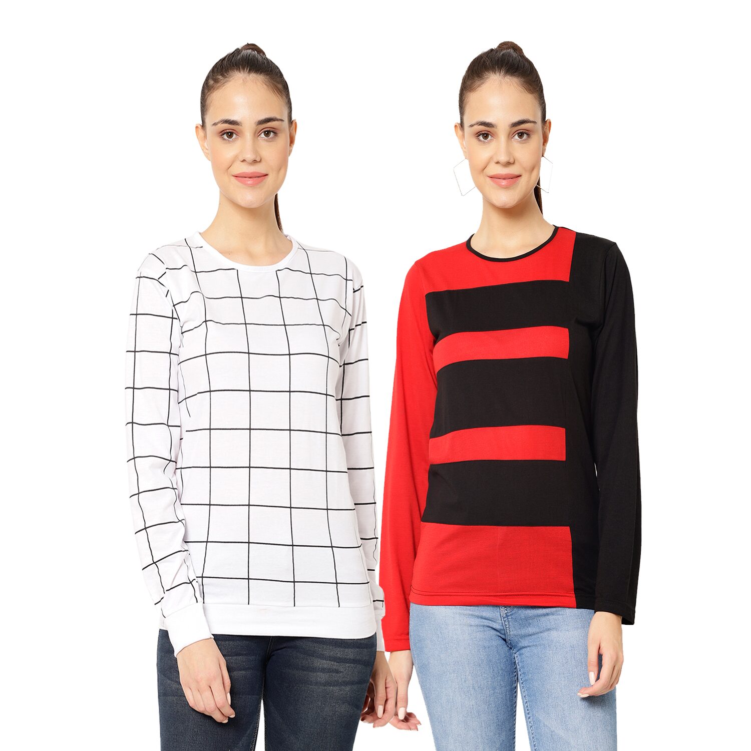 

VIMAL JONNEY Women Multi Regular fit Round neck Cotton T shirt