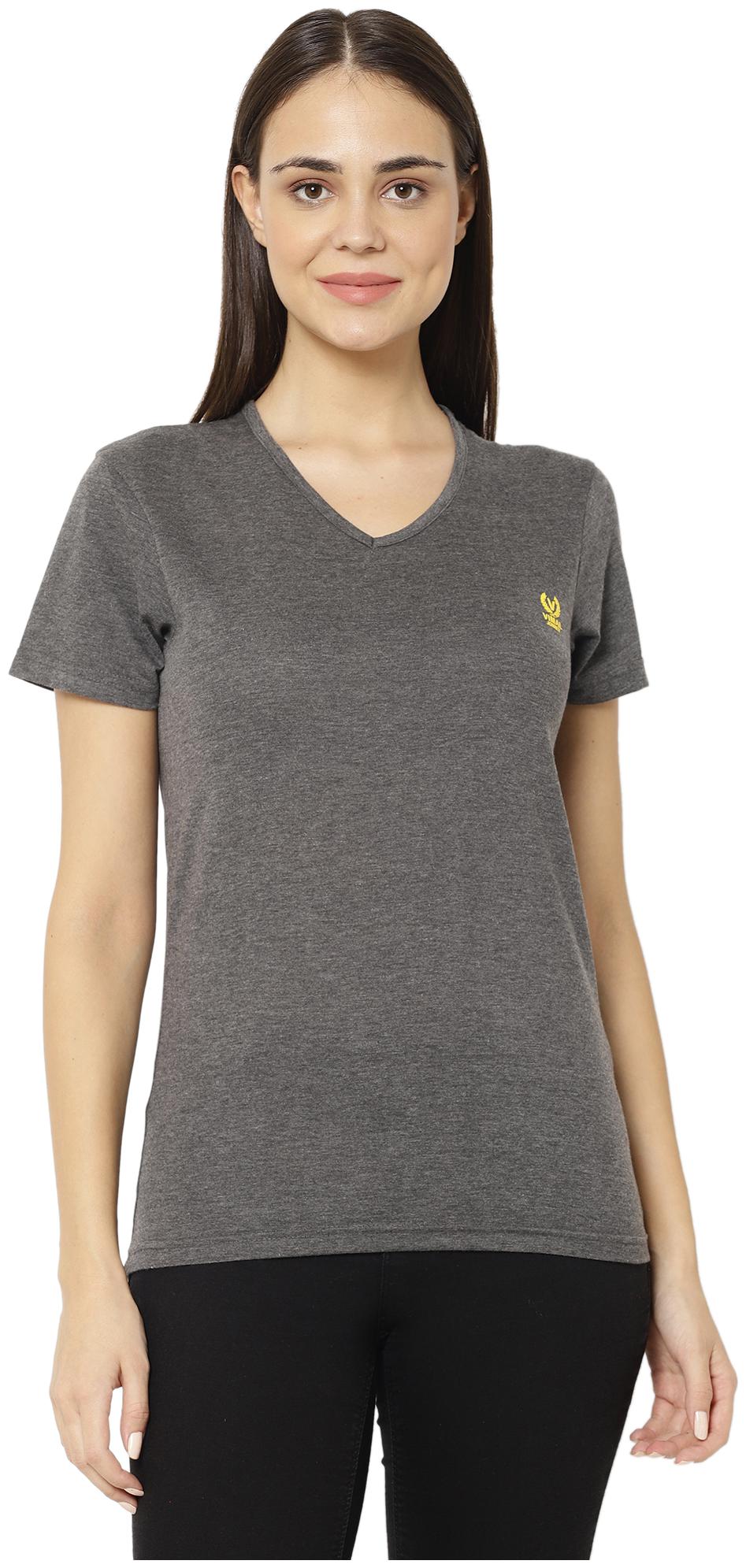

VIMAL JONNEY Women Grey Regular fit V neck Blended T shirt