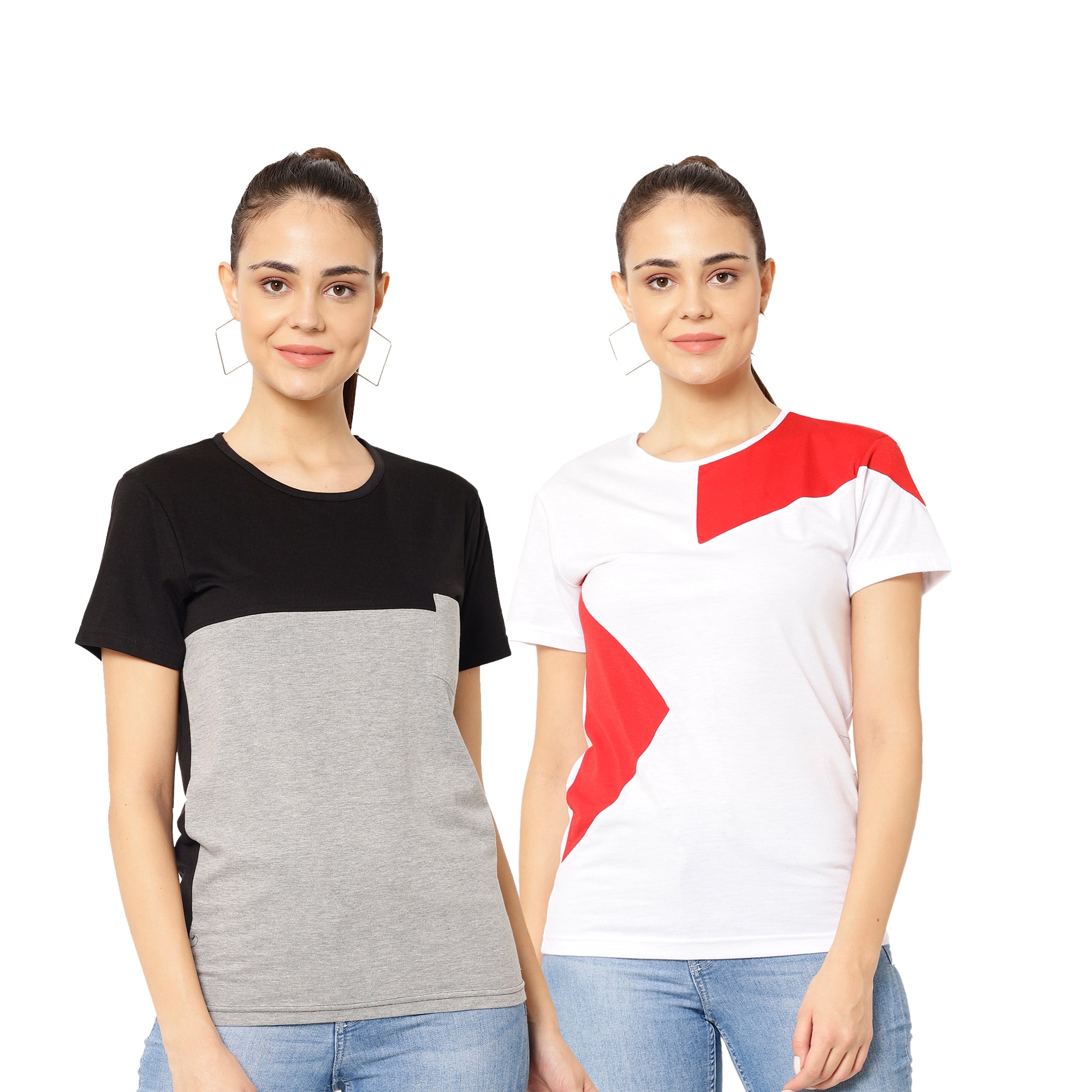 

VIMAL JONNEY Women Multi Regular fit Round neck Cotton blend T shirt
