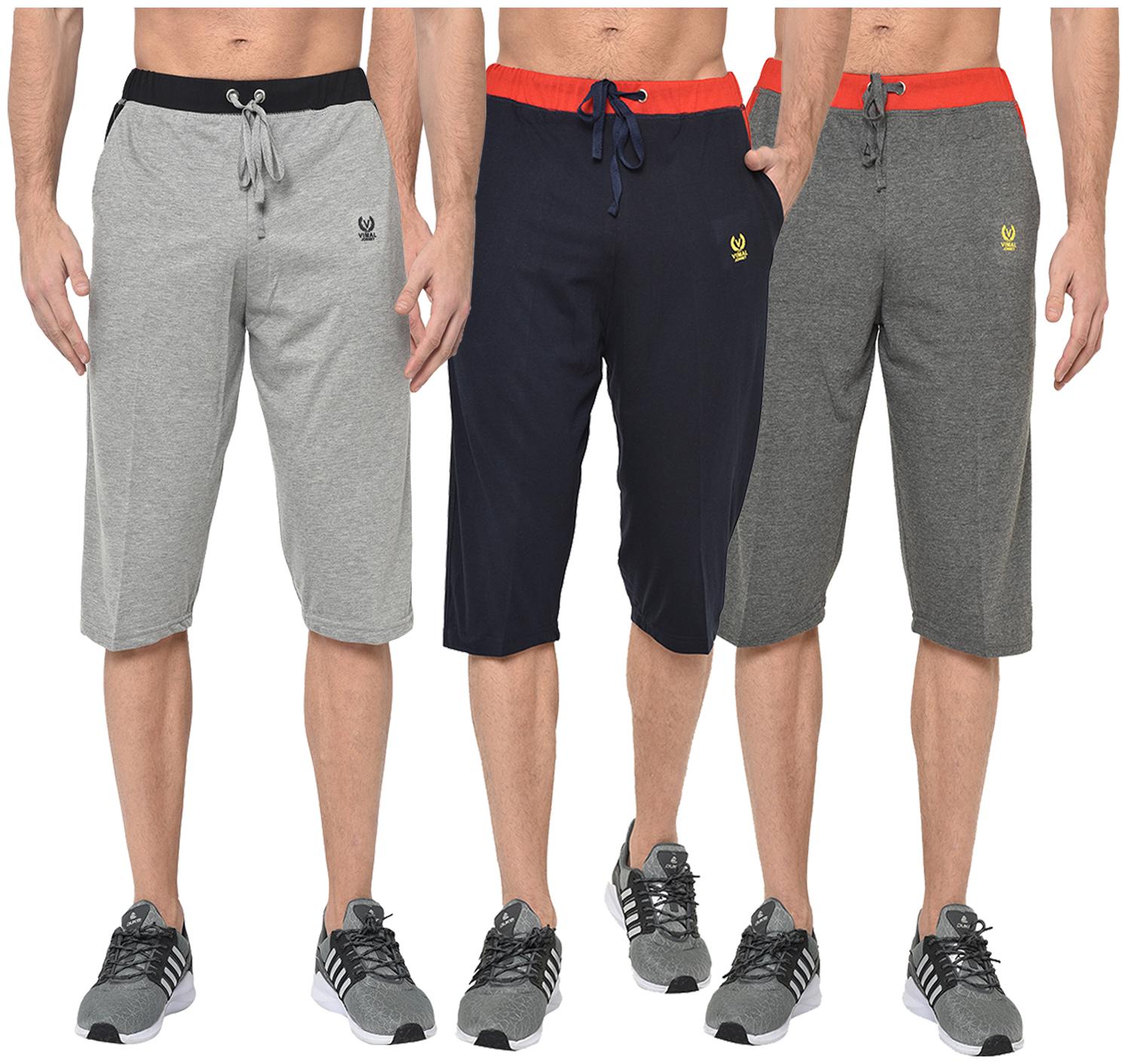 

VIMAL JONNEY Men Grey Blue Regular Fit Regular Shorts