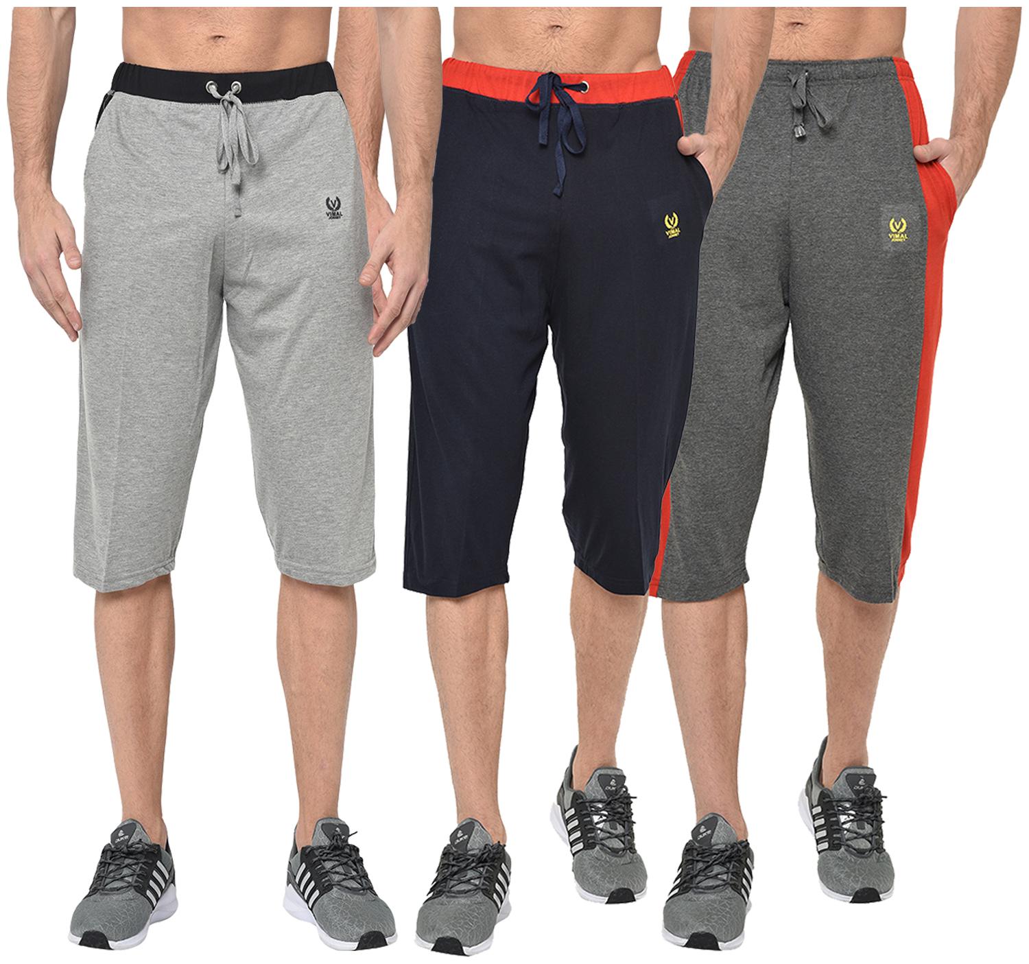 

VIMAL JONNEY Men Grey Blue Regular Fit Regular Shorts