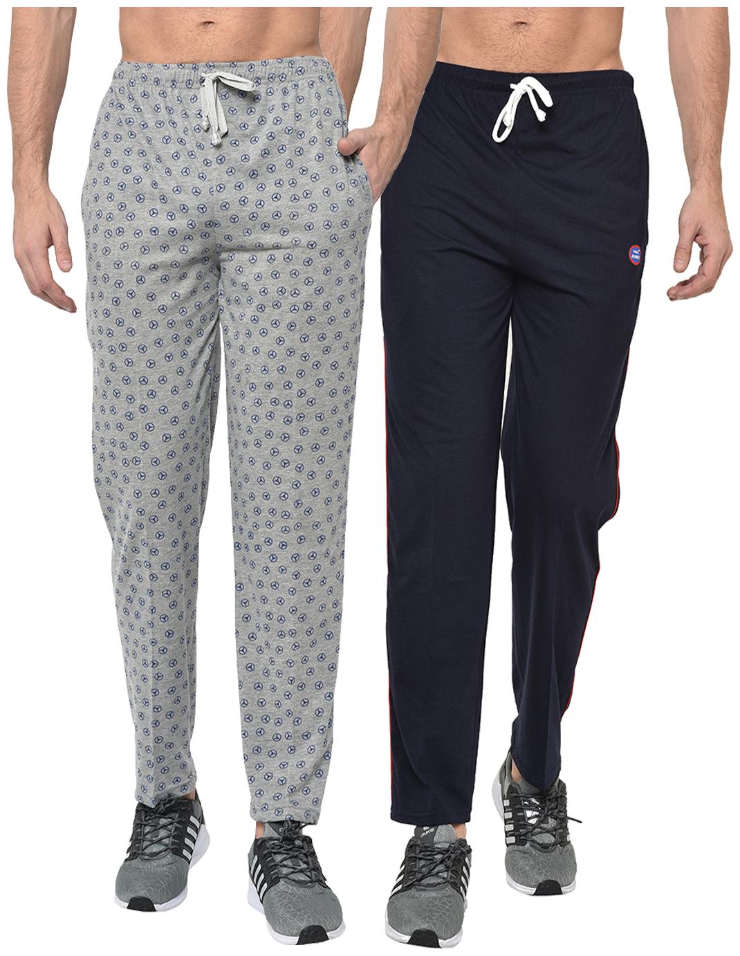 

VIMAL JONNEY Cotton Blend Printed Grey Navy Blue Track Pants For Men