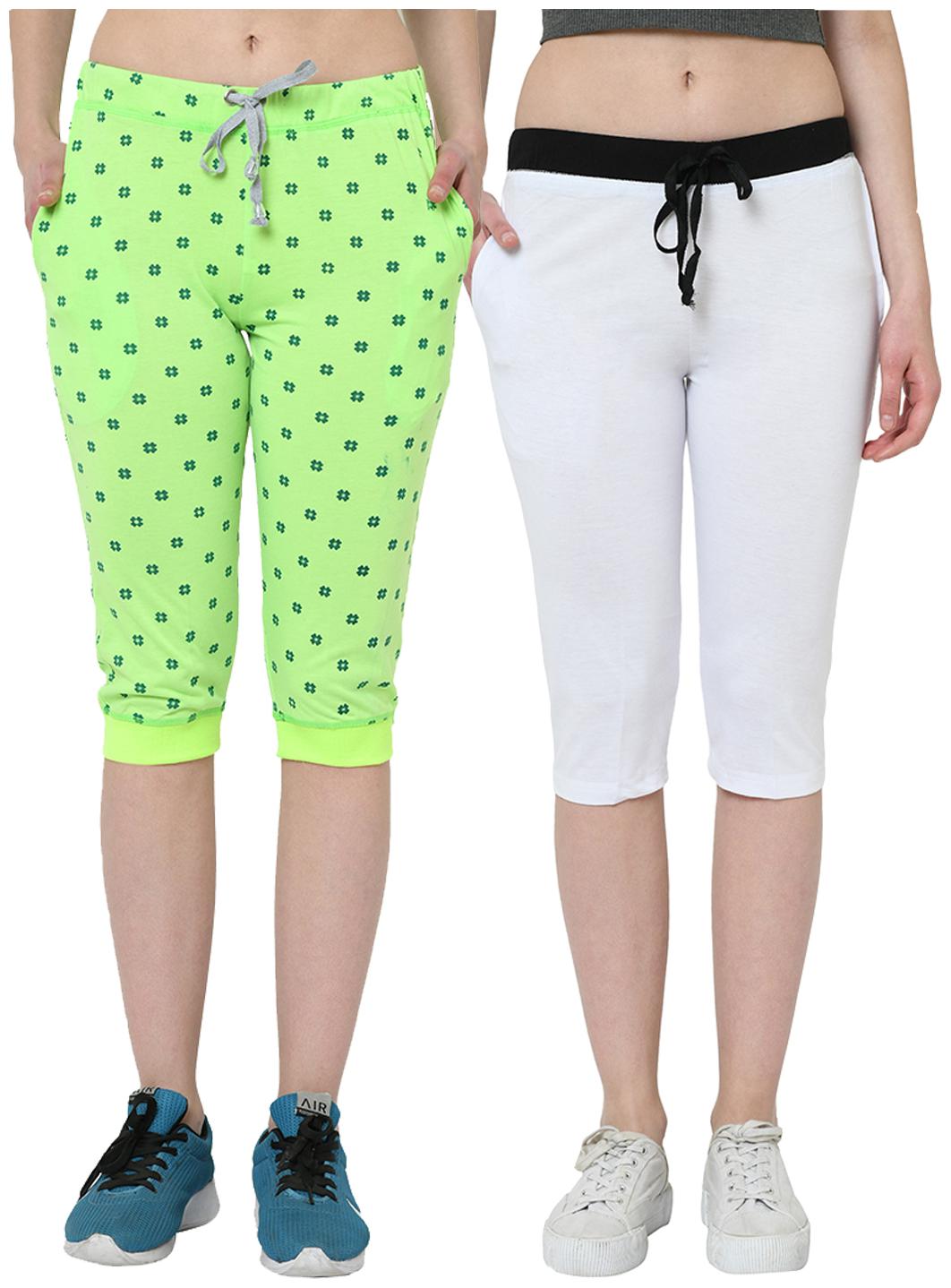 

VIMAL JONNEY Women Printed Regular capri - Green White