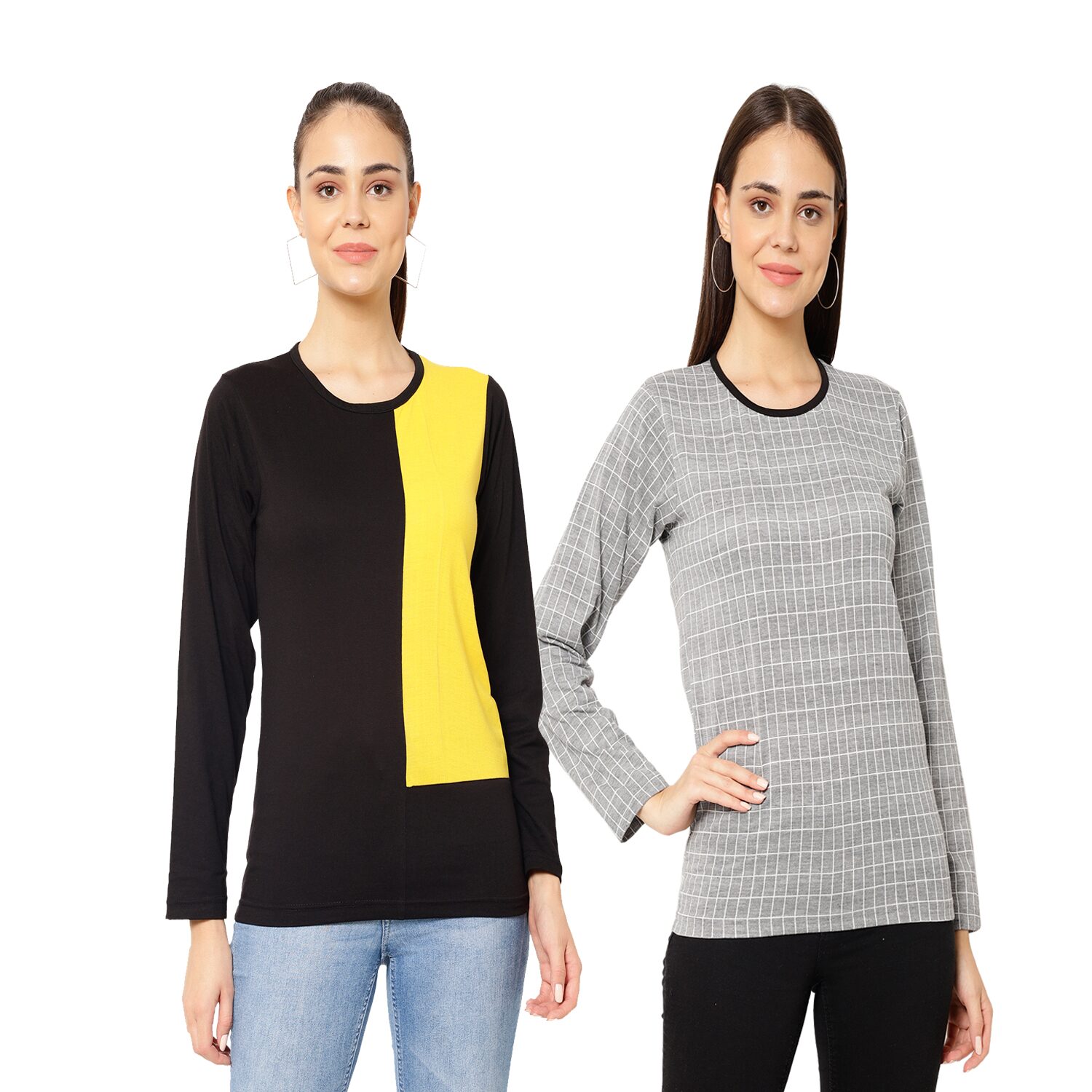 

VIMAL JONNEY Women Multi Regular fit Round neck Cotton T shirt