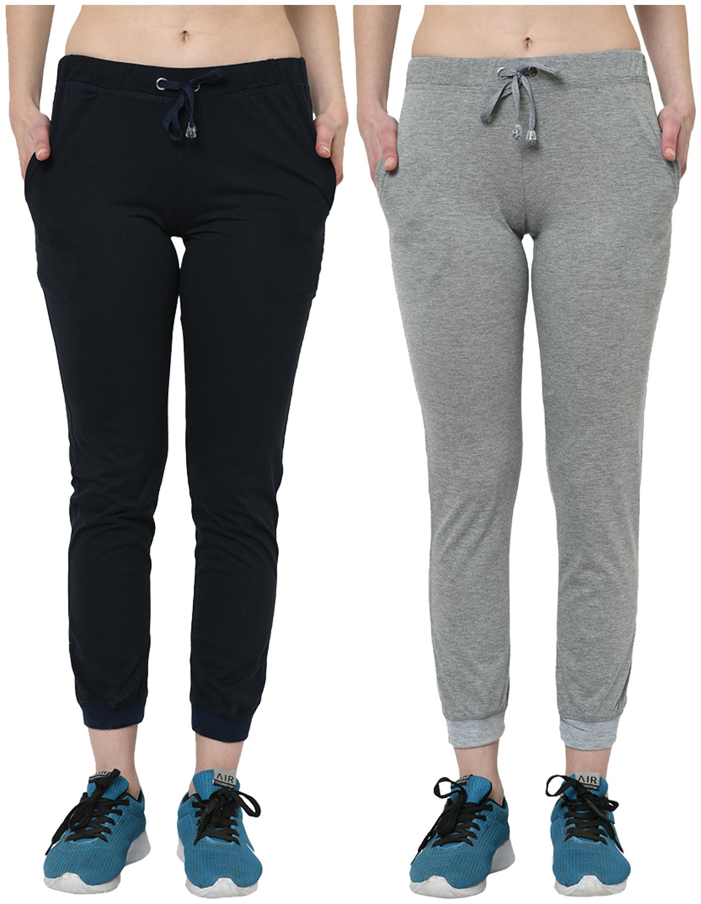 

VIMAL JONNEY Women Cotton Blend Solid Navy Grey Joggers