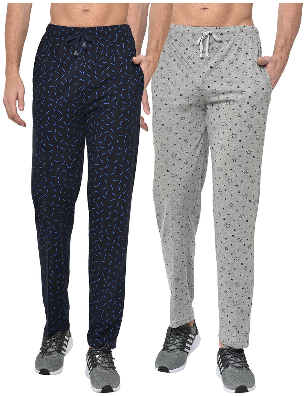

VIMAL JONNEY Cotton Blend Printed Grey Navy Blue Track Pants For Men
