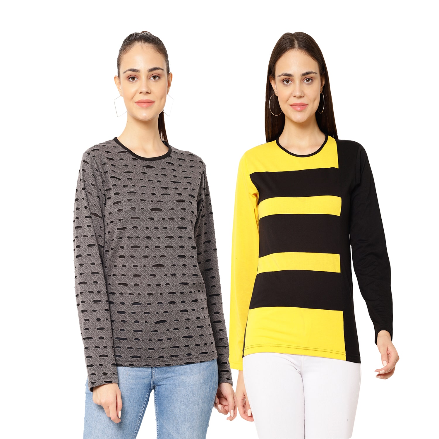 

VIMAL JONNEY Women Multi Regular fit Round neck Cotton T shirt