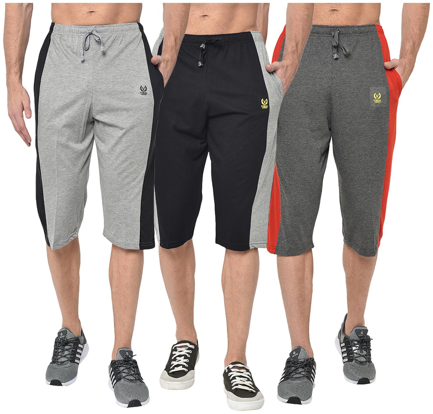 

VIMAL JONNEY Men Grey Black Regular Fit Regular Shorts