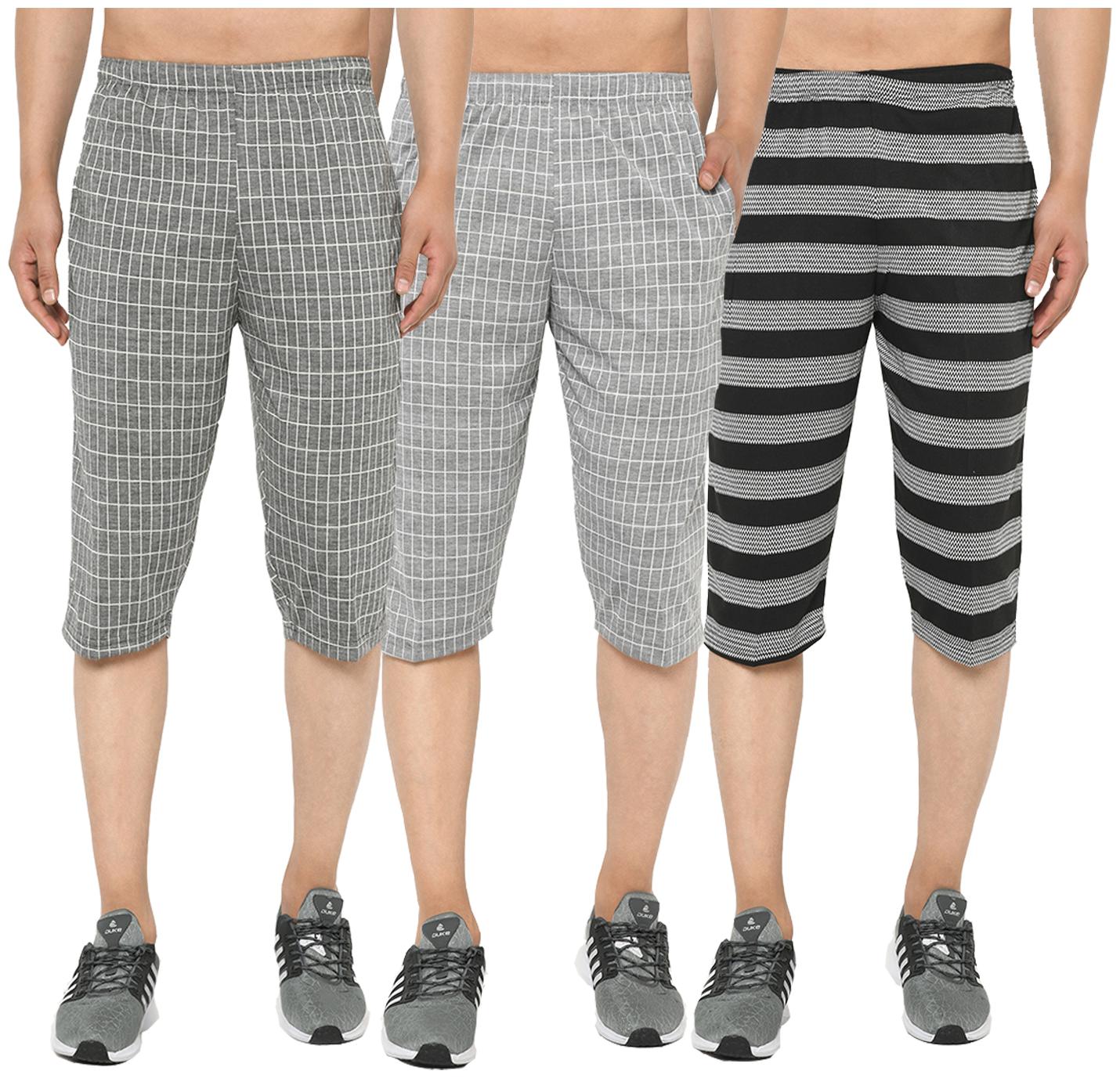 

VIMAL JONNEY Men Black Grey Regular Fit Regular Shorts