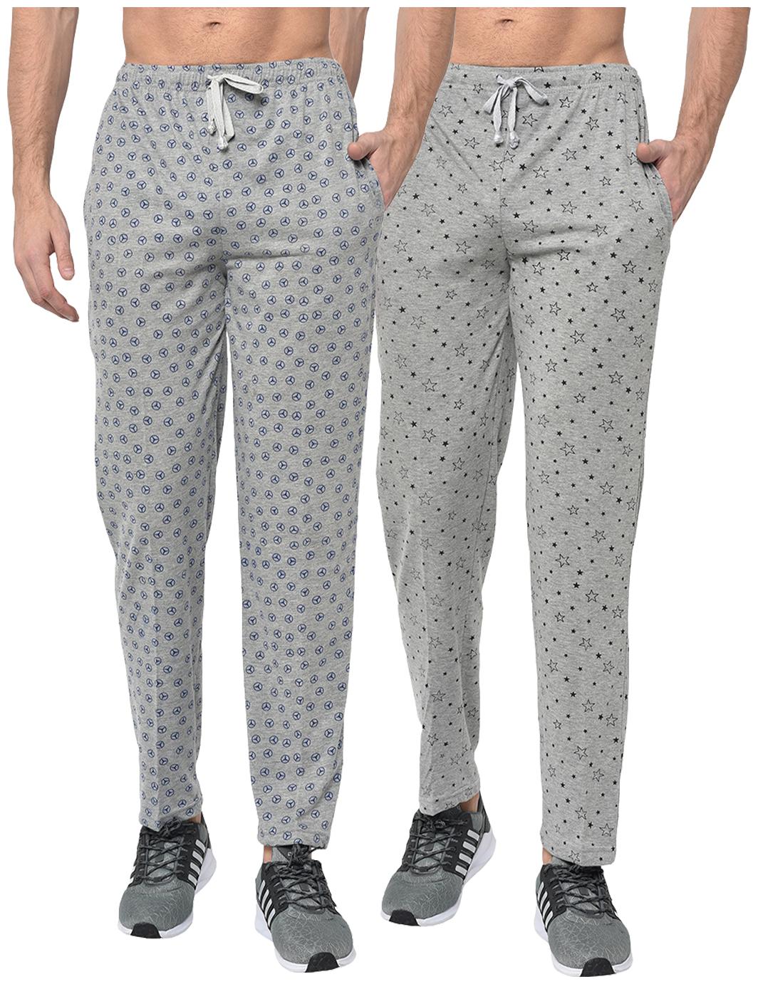 

VIMAL JONNEY Cotton Blend Printed Grey Track Pants For Men