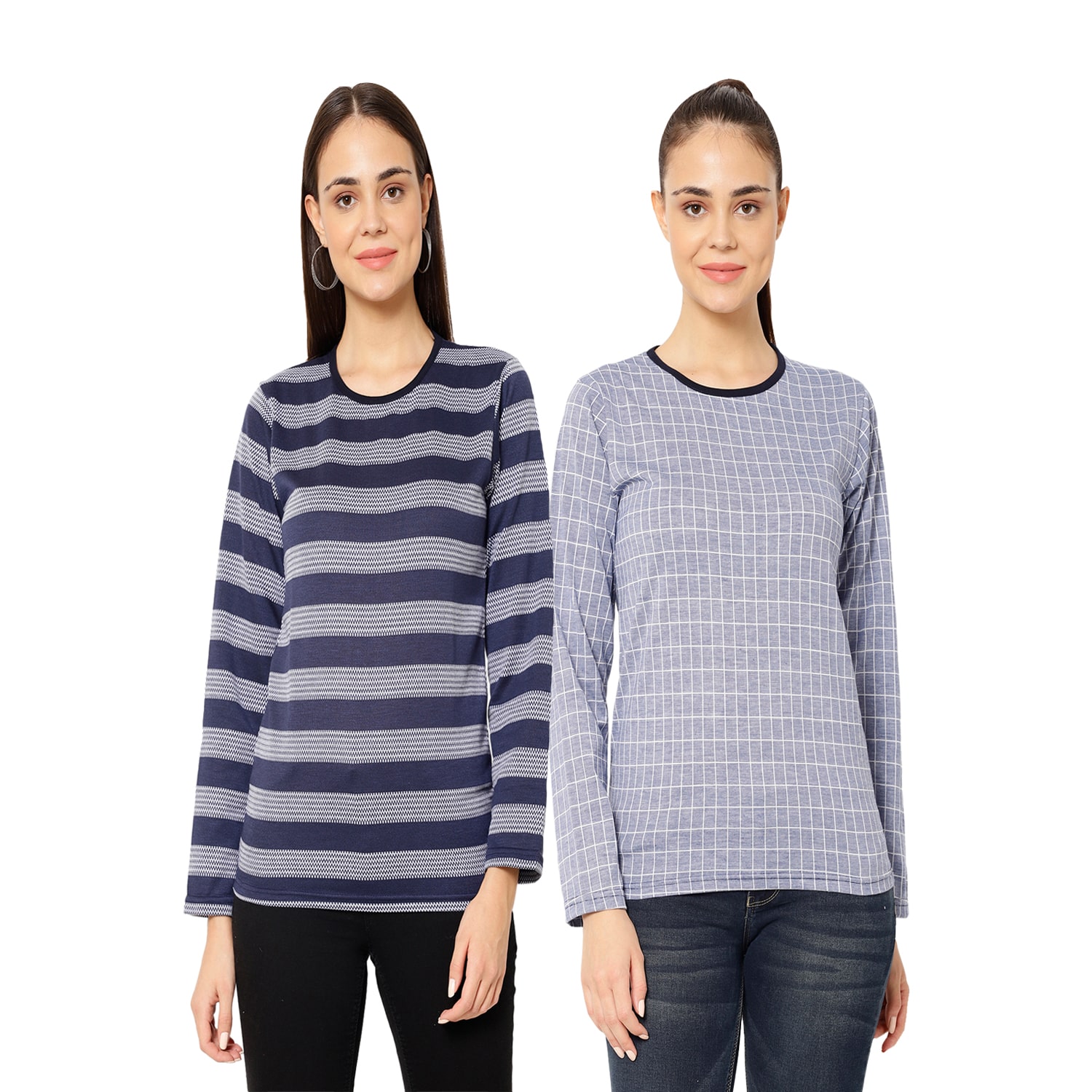 

VIMAL JONNEY Women Blue Regular fit Round neck Cotton T shirt