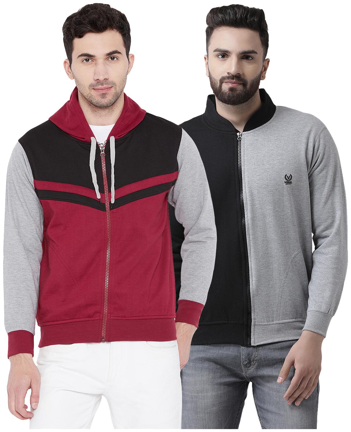 

VIMAL JONNEY Multicolor Cotton Sweatshirts For Men(Pack Of 2)