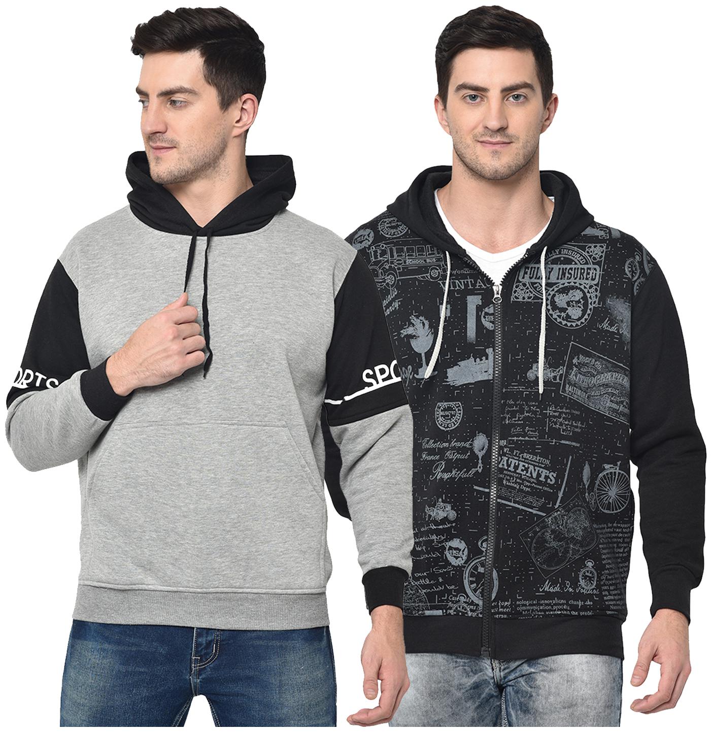 

VIMAL JONNEY Men Black Grey Hooded Hoodie