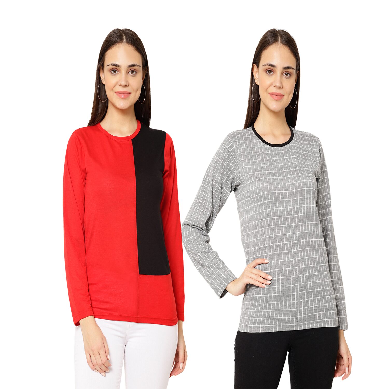 

VIMAL JONNEY Women Multi Regular fit Round neck Cotton T shirt