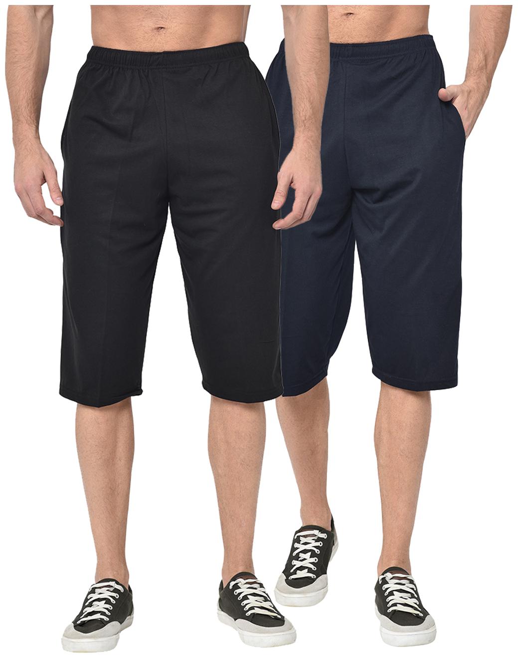 

VIMAL JONNEY Men Black Blue Regular Fit Regular Shorts