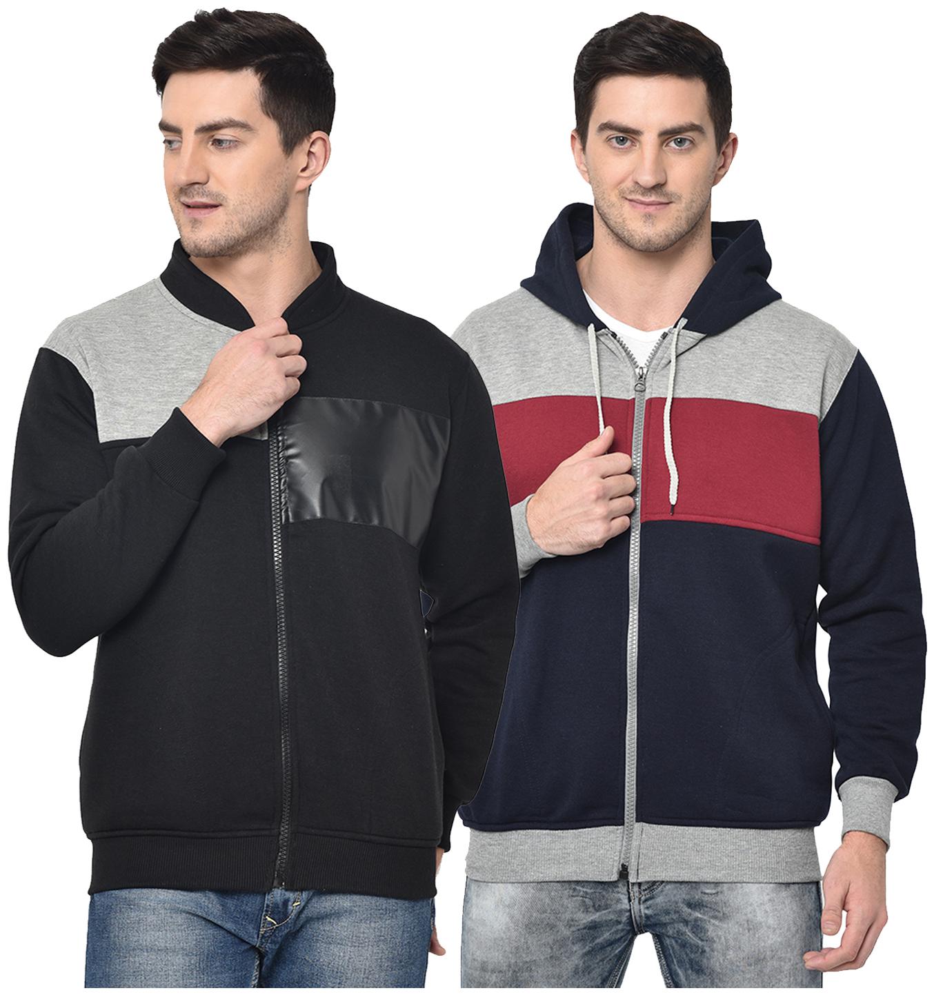 

VIMAL JONNEY Cotton Blend Colourblocked Multi Color Sweatshirt For Men (Pack Of 2)