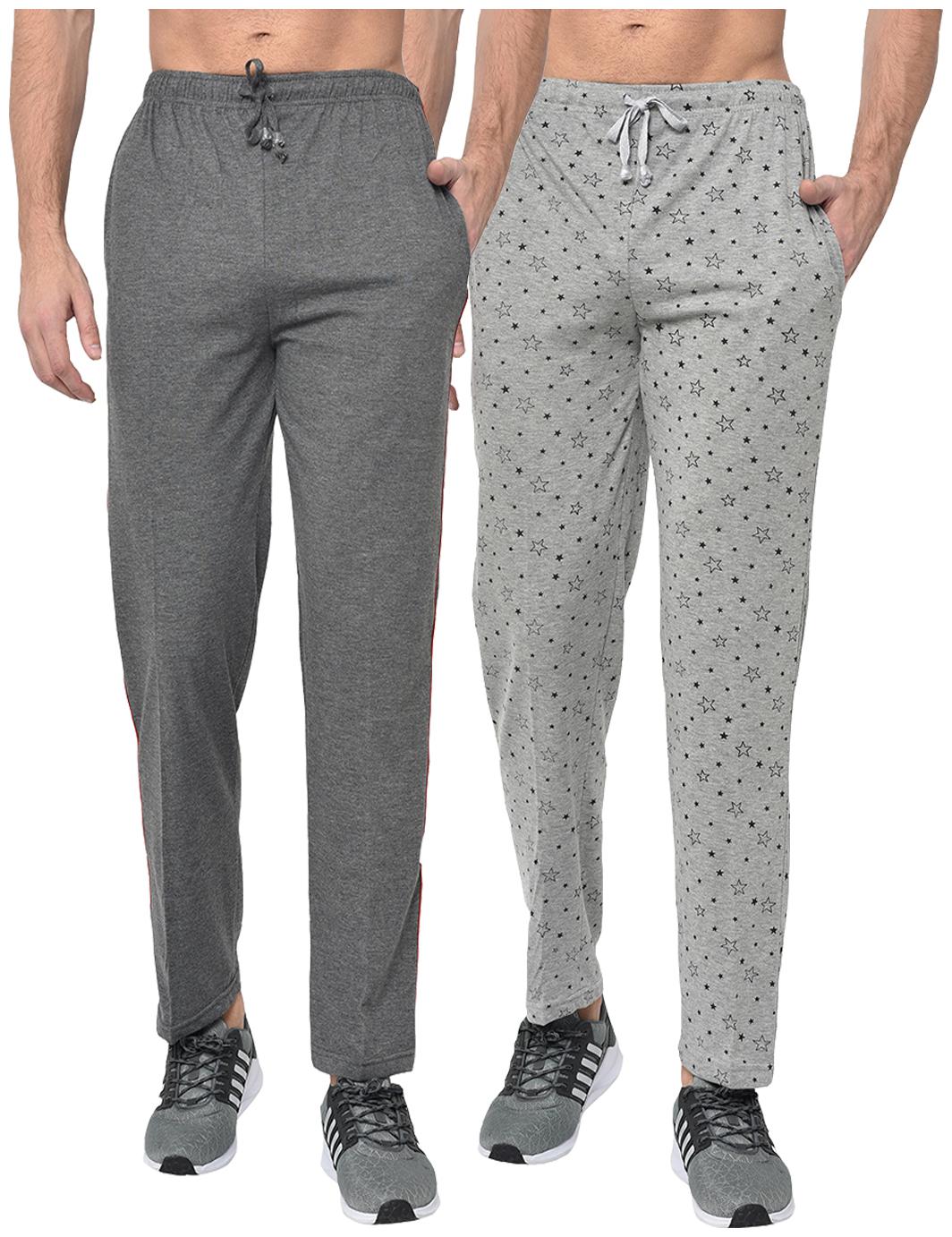 

VIMAL JONNEY Cotton Blend Printed Grey Track Pants For Men